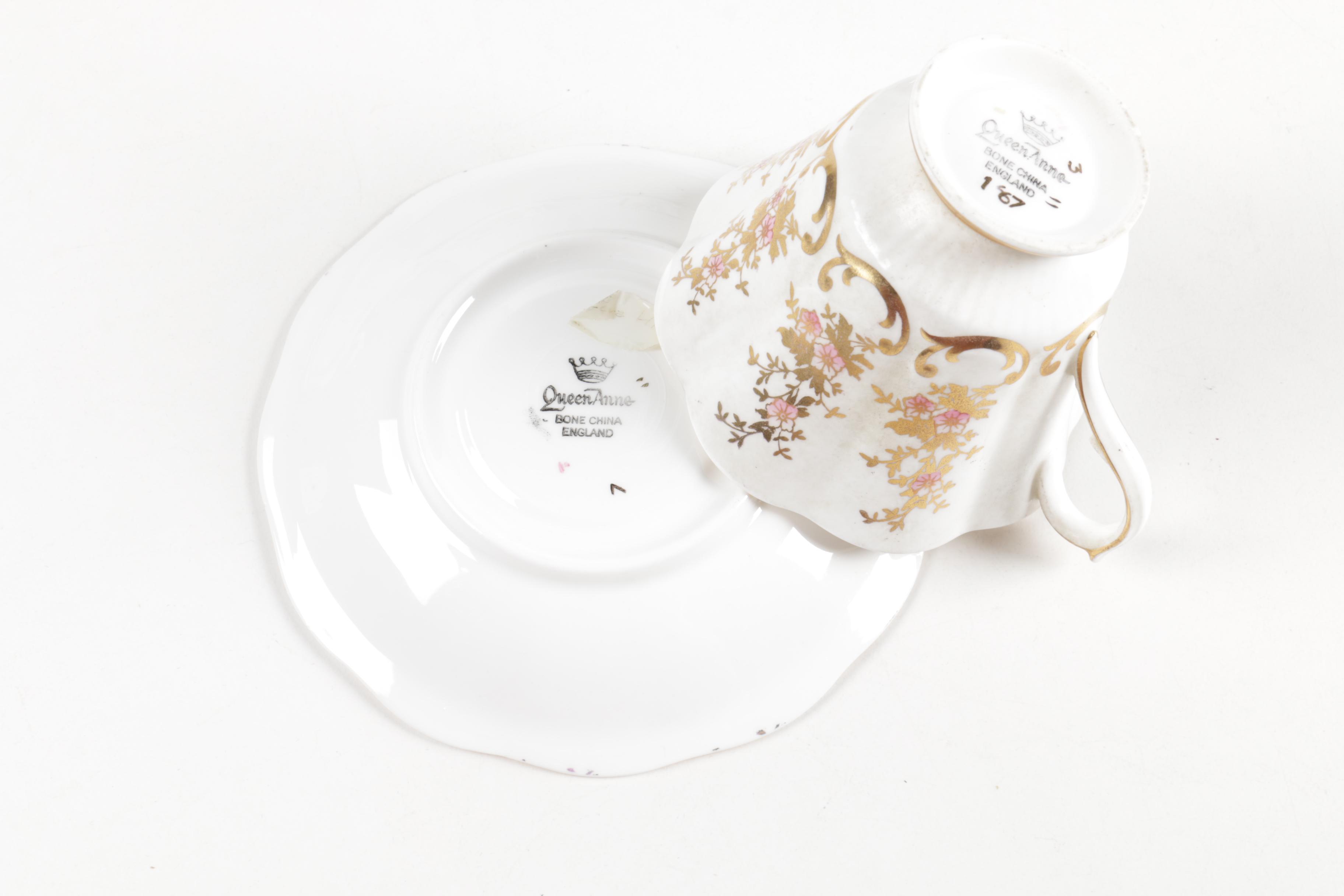 Ceramic Cup, Saucer, and Plate Assortment Including Belleek