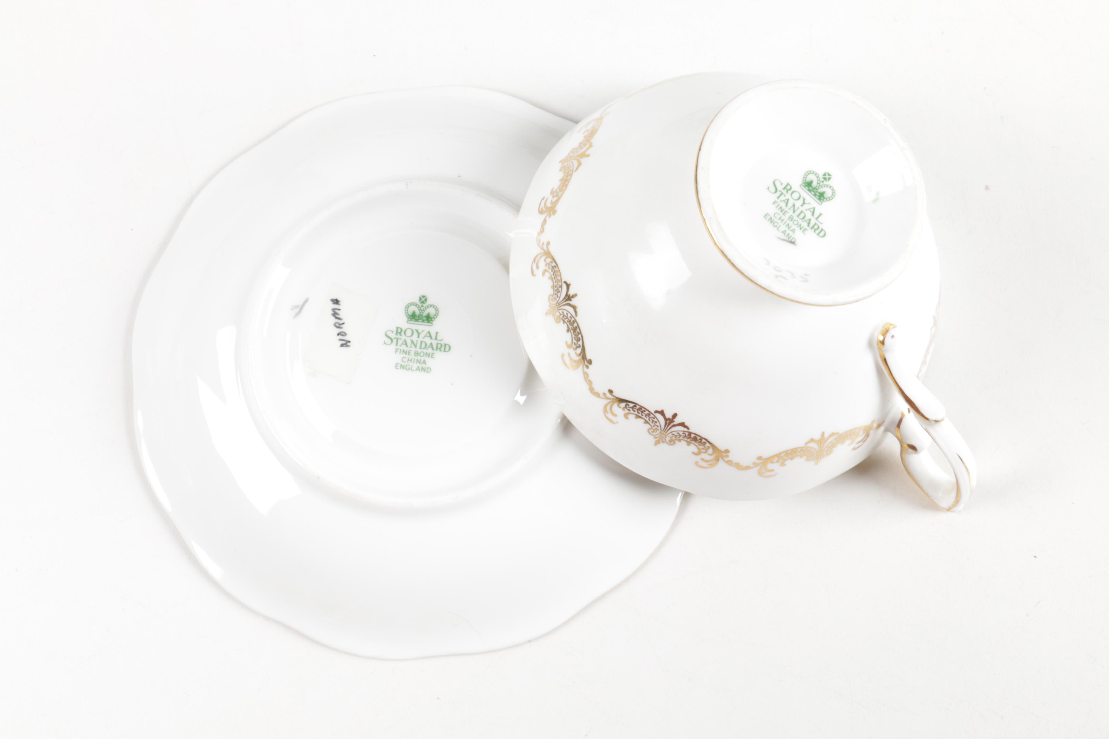 Ceramic Cup, Saucer, and Plate Assortment Including Belleek