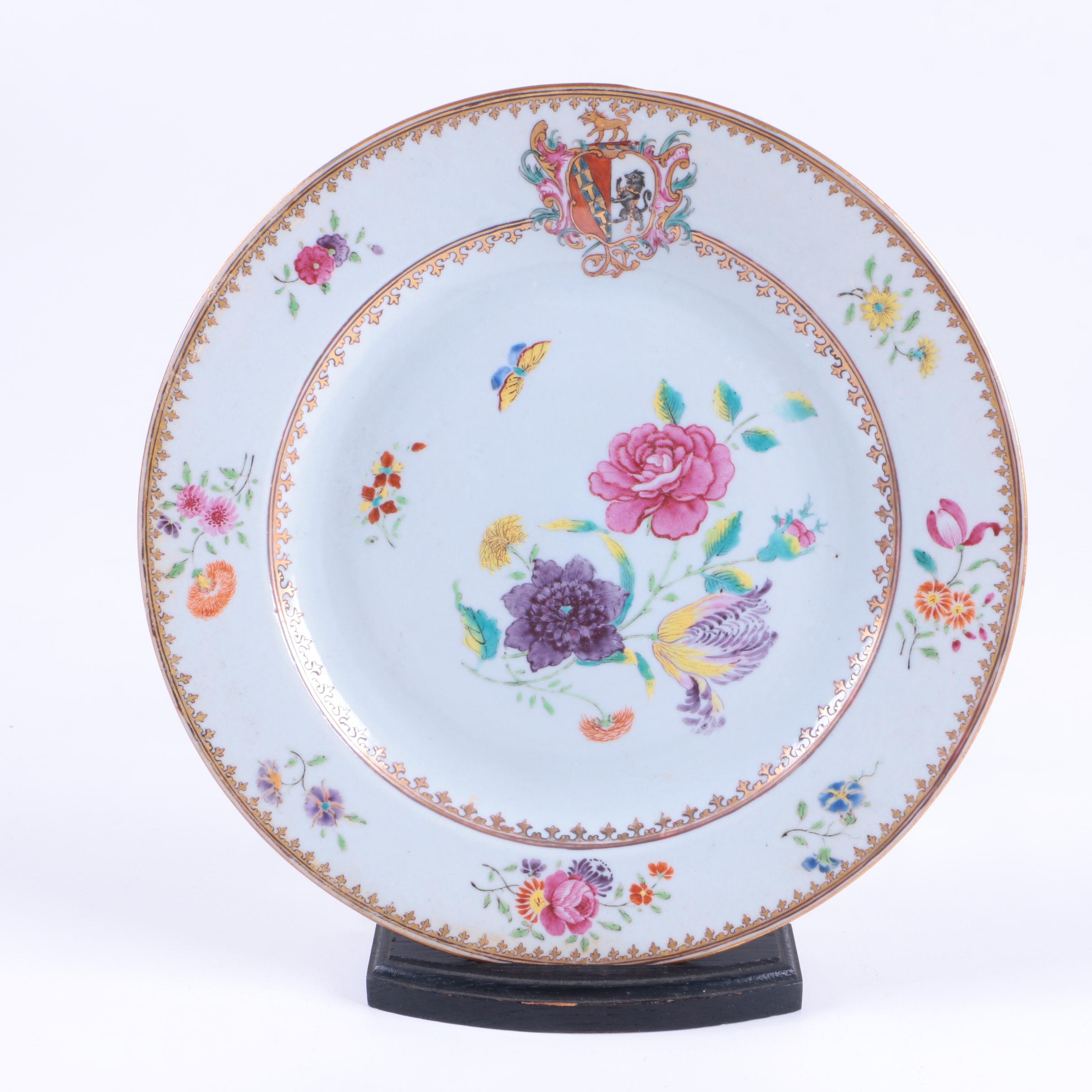 Hand-Painted Porcelain Plate and Stand
