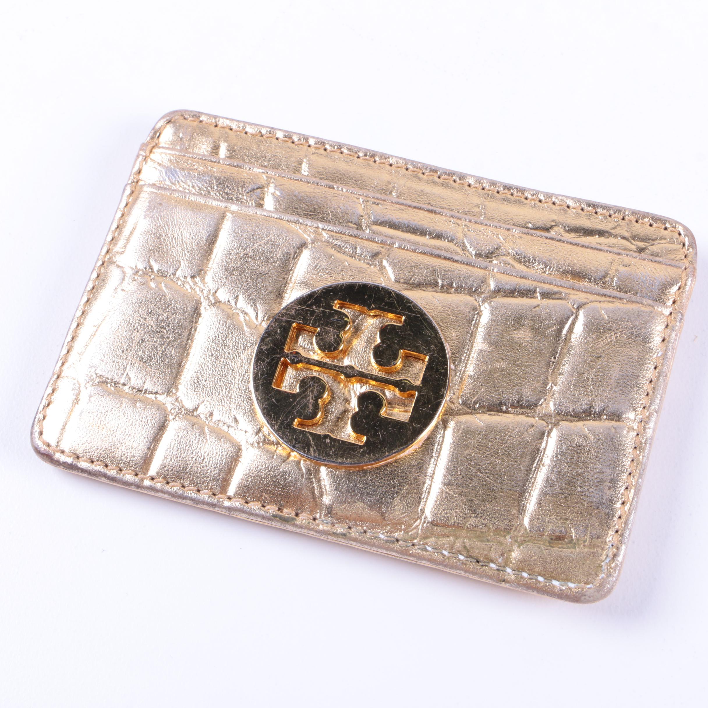 Tory Burch Tangerine Leather Tote with Card Case