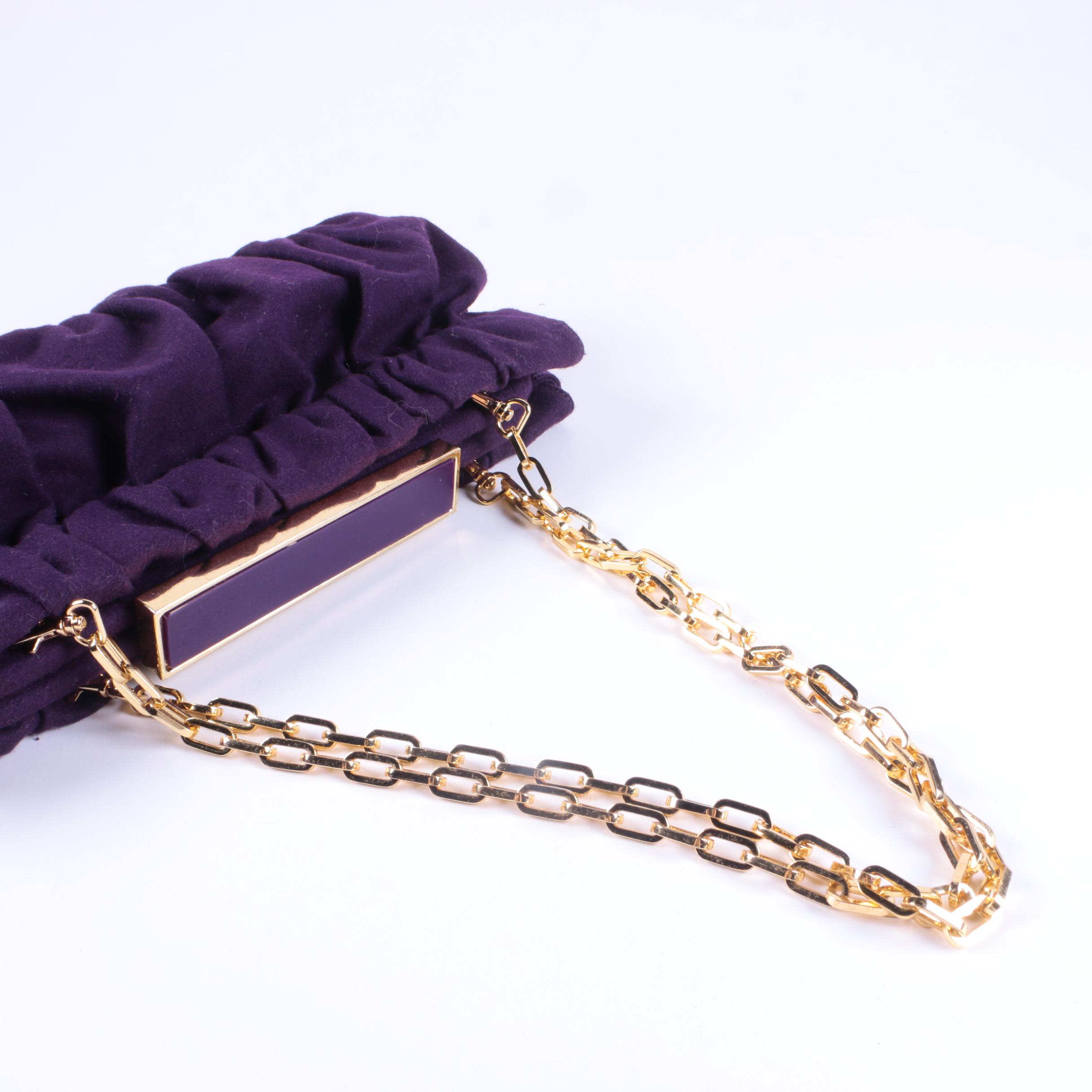 Tory Burch Purple and Gold Tone Occasion Bag