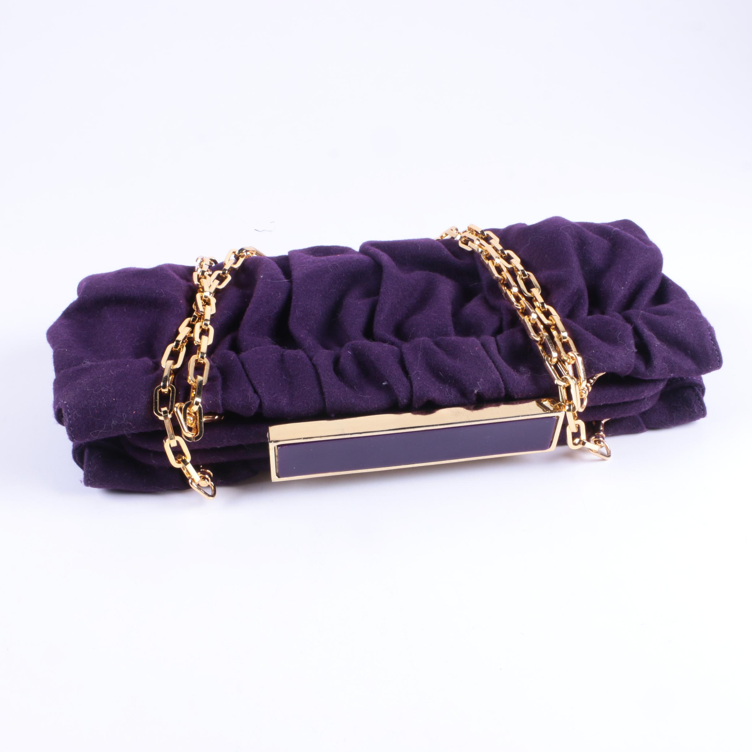 Tory Burch Purple and Gold Tone Occasion Bag