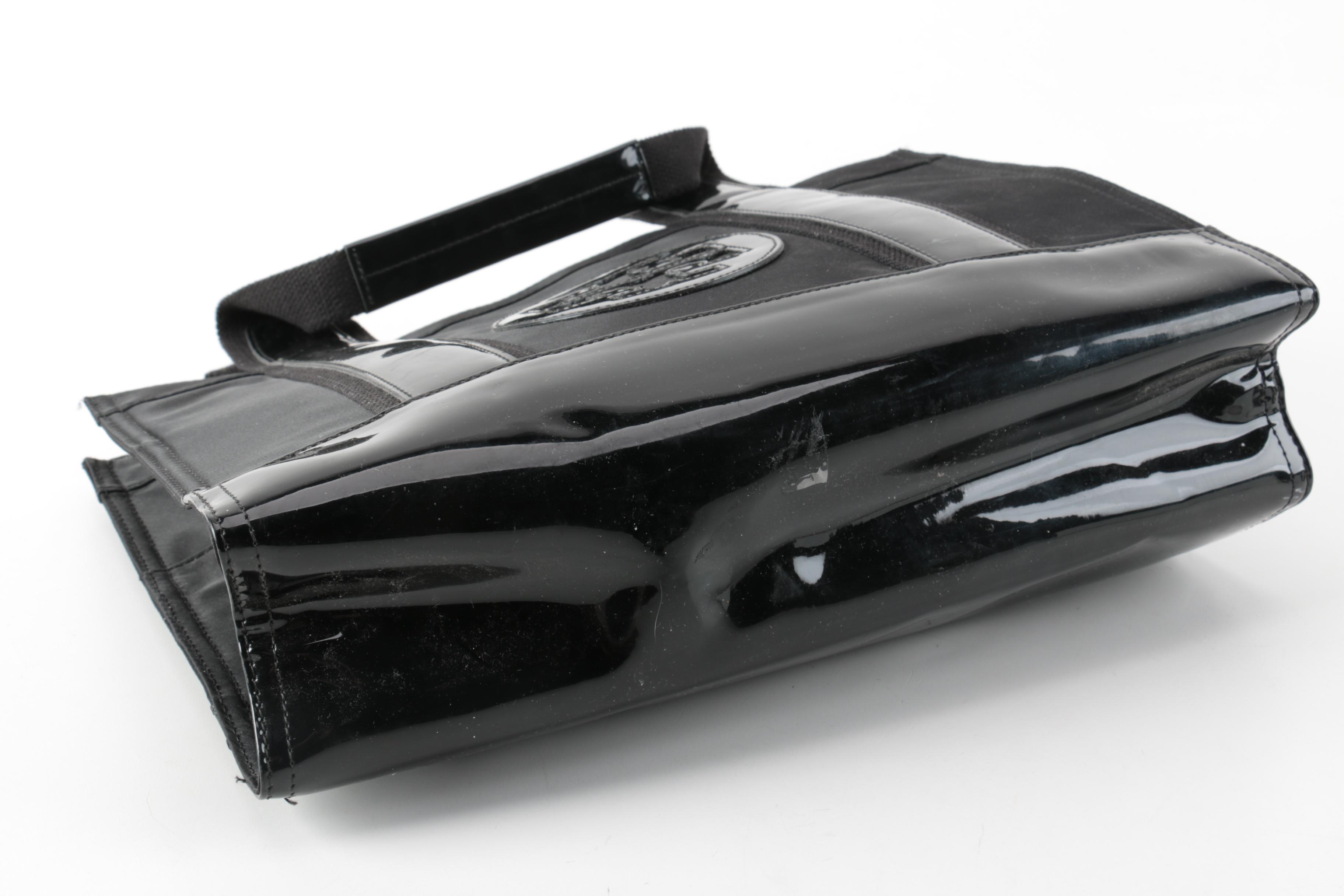 Tory Burch Black Patent Leather-Trimmed Shopper