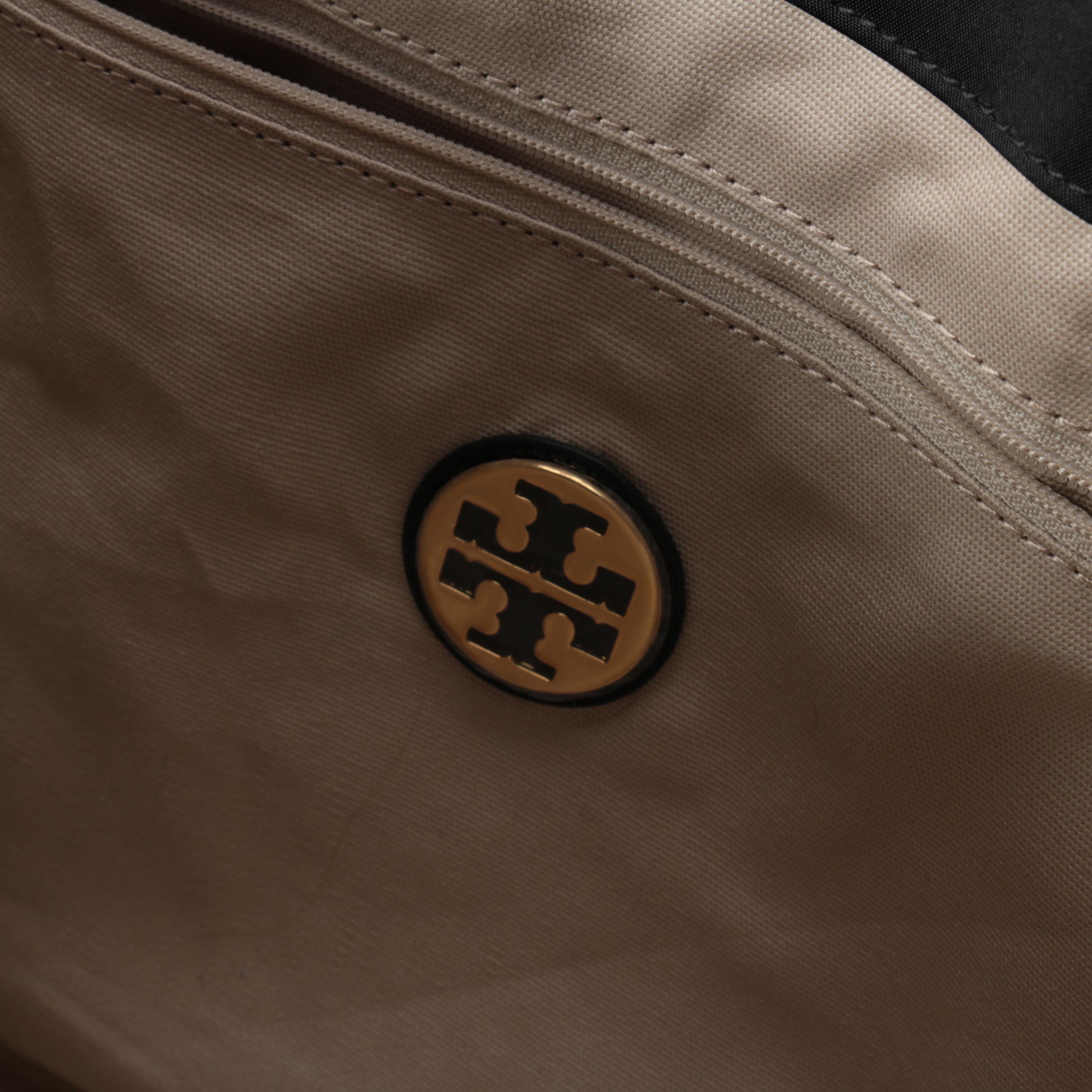 Tory Burch Black Patent Leather-Trimmed Shopper