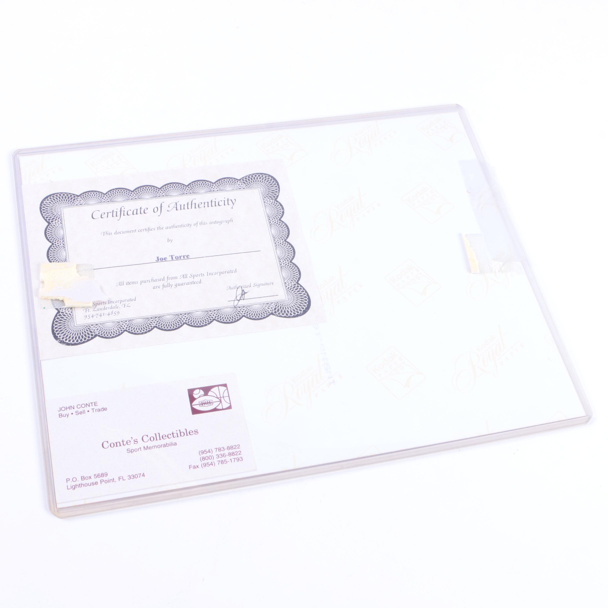 Joe Torre Autographed Photo