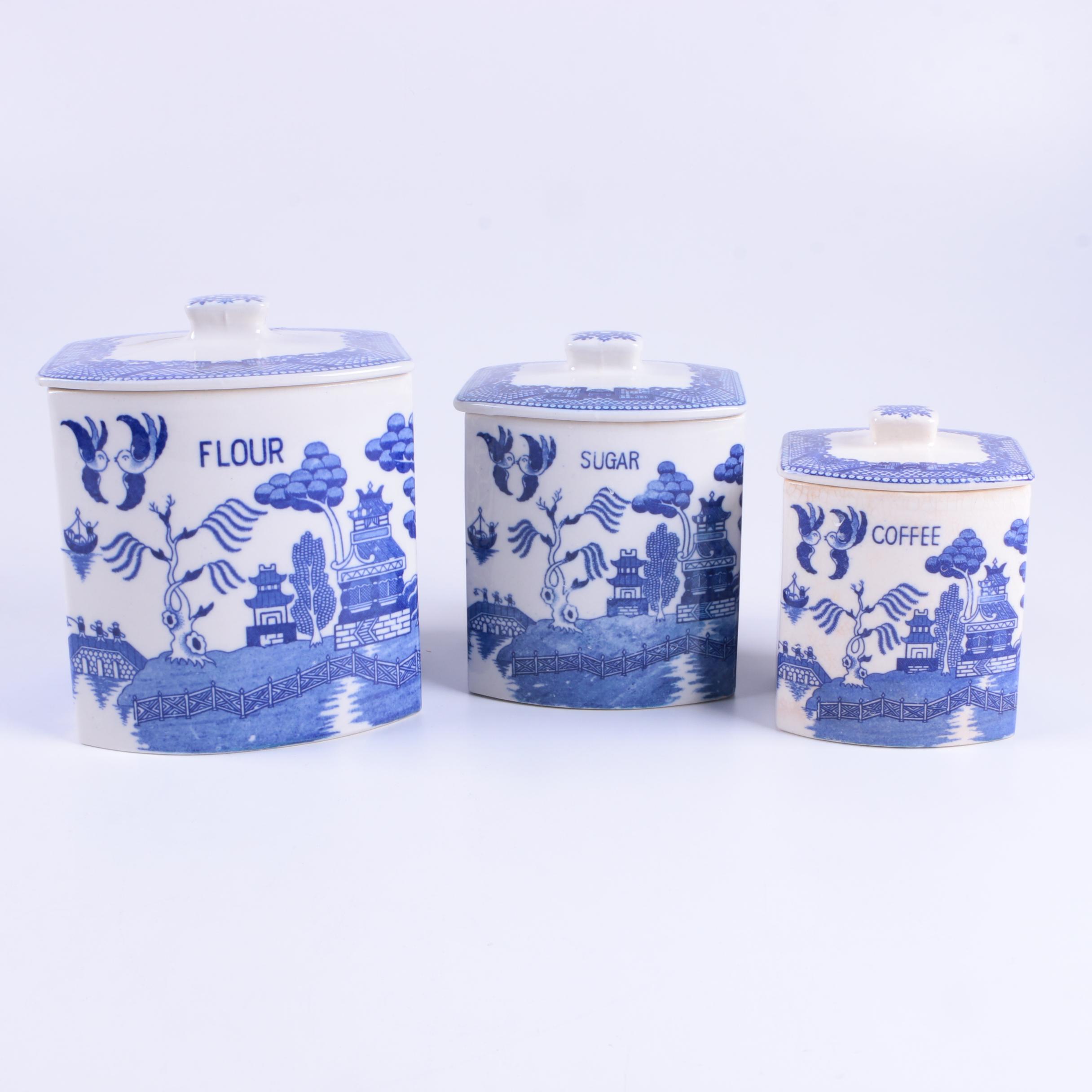 Blue Willow Ceramic Canister Set