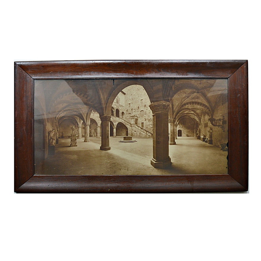 19th Century Alinari Brothers Photograph of the Bargello Museum Courtyard