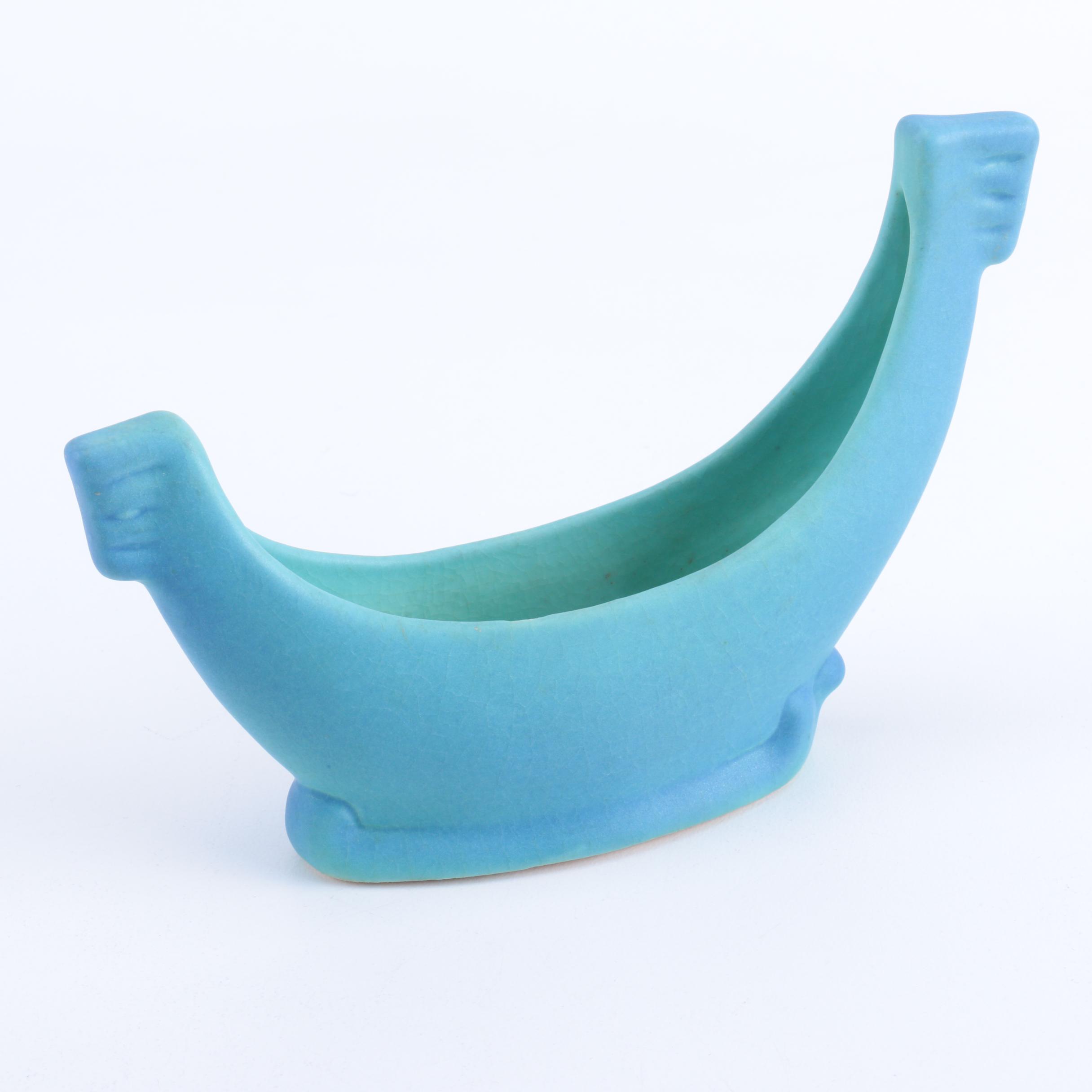 Circa 1940s Van Briggle Boat-Shaped Flower Frog