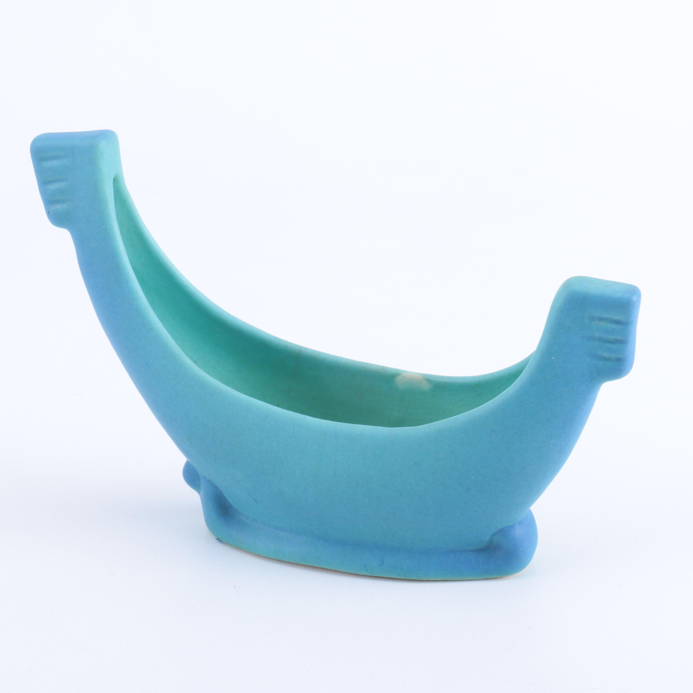 Circa 1940s Van Briggle Boat-Shaped Flower Frog