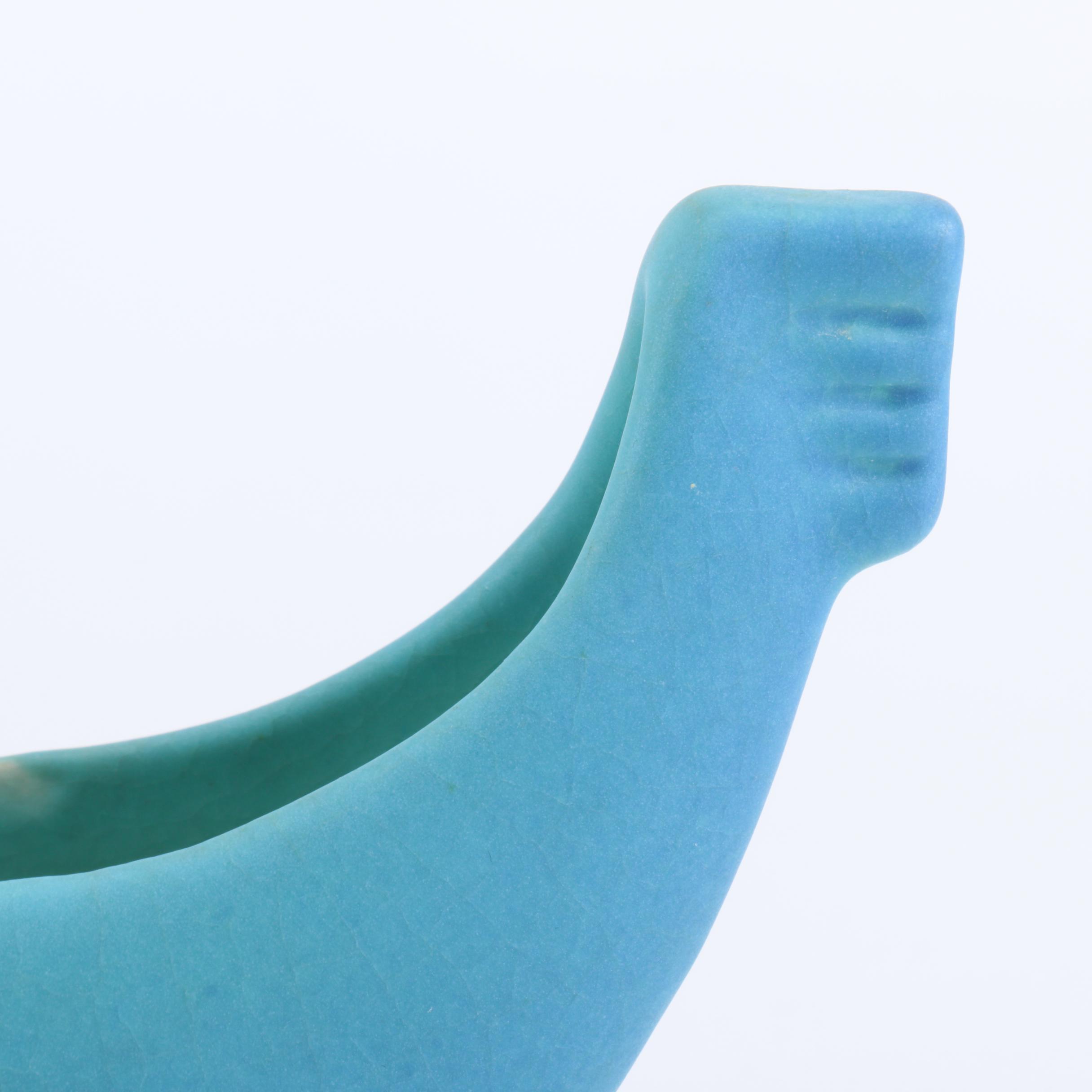 Circa 1940s Van Briggle Boat-Shaped Flower Frog