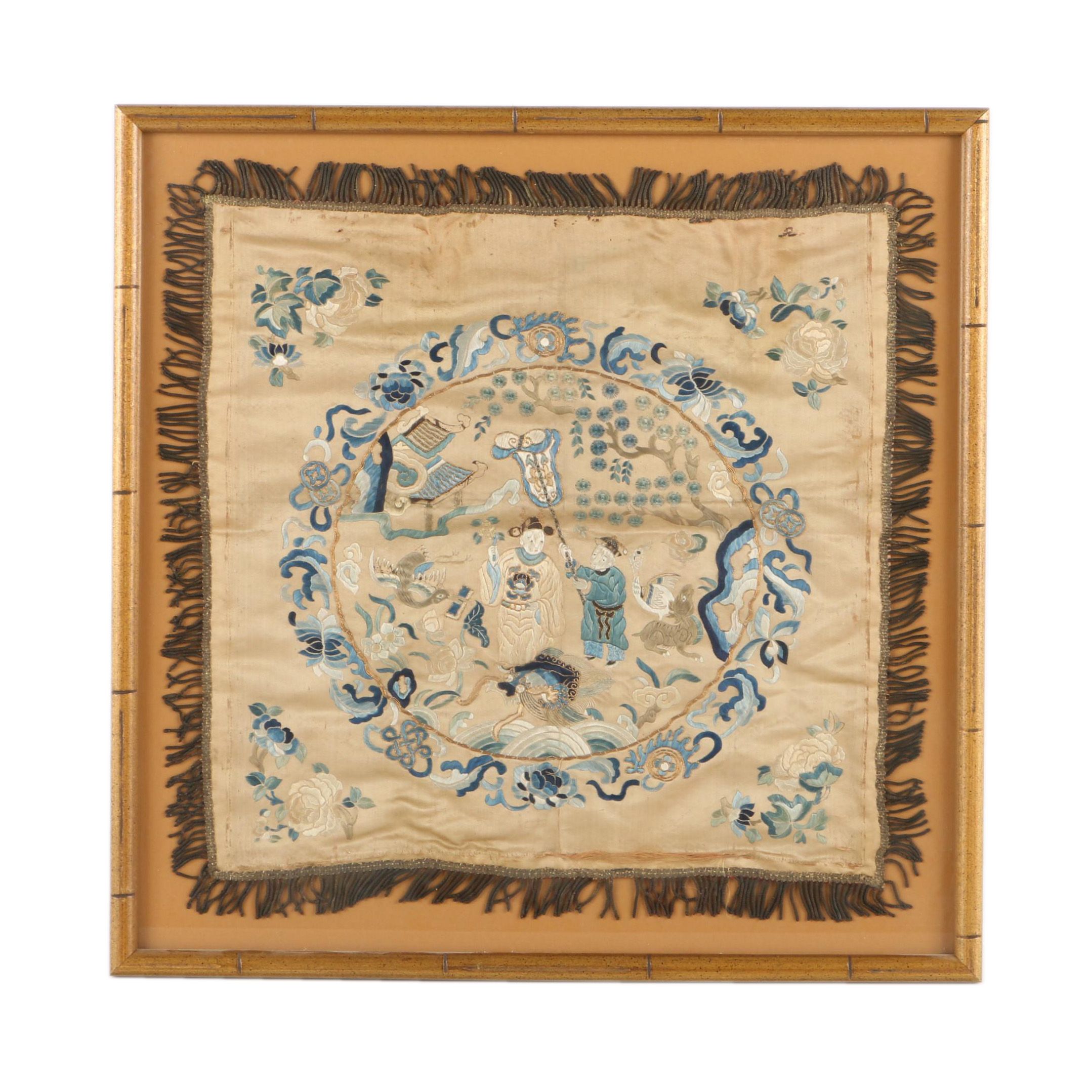 East Asian Silk Embroidery Panel