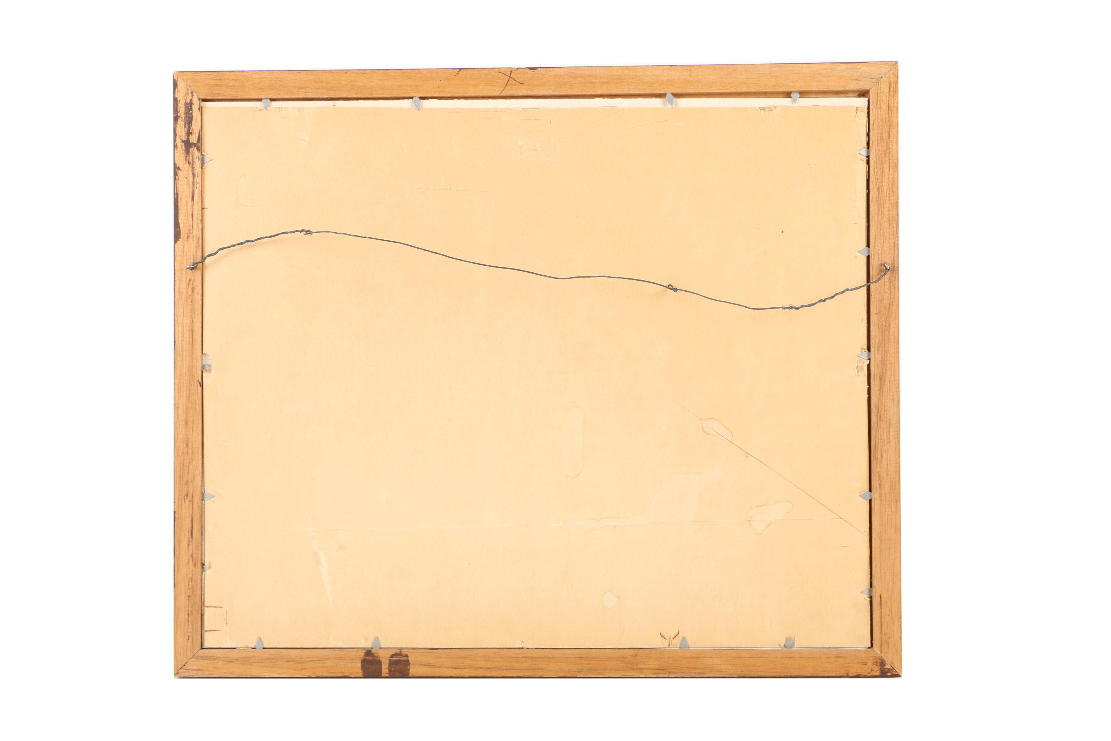 Signed Watercolor Painting on Paper of Park Scene