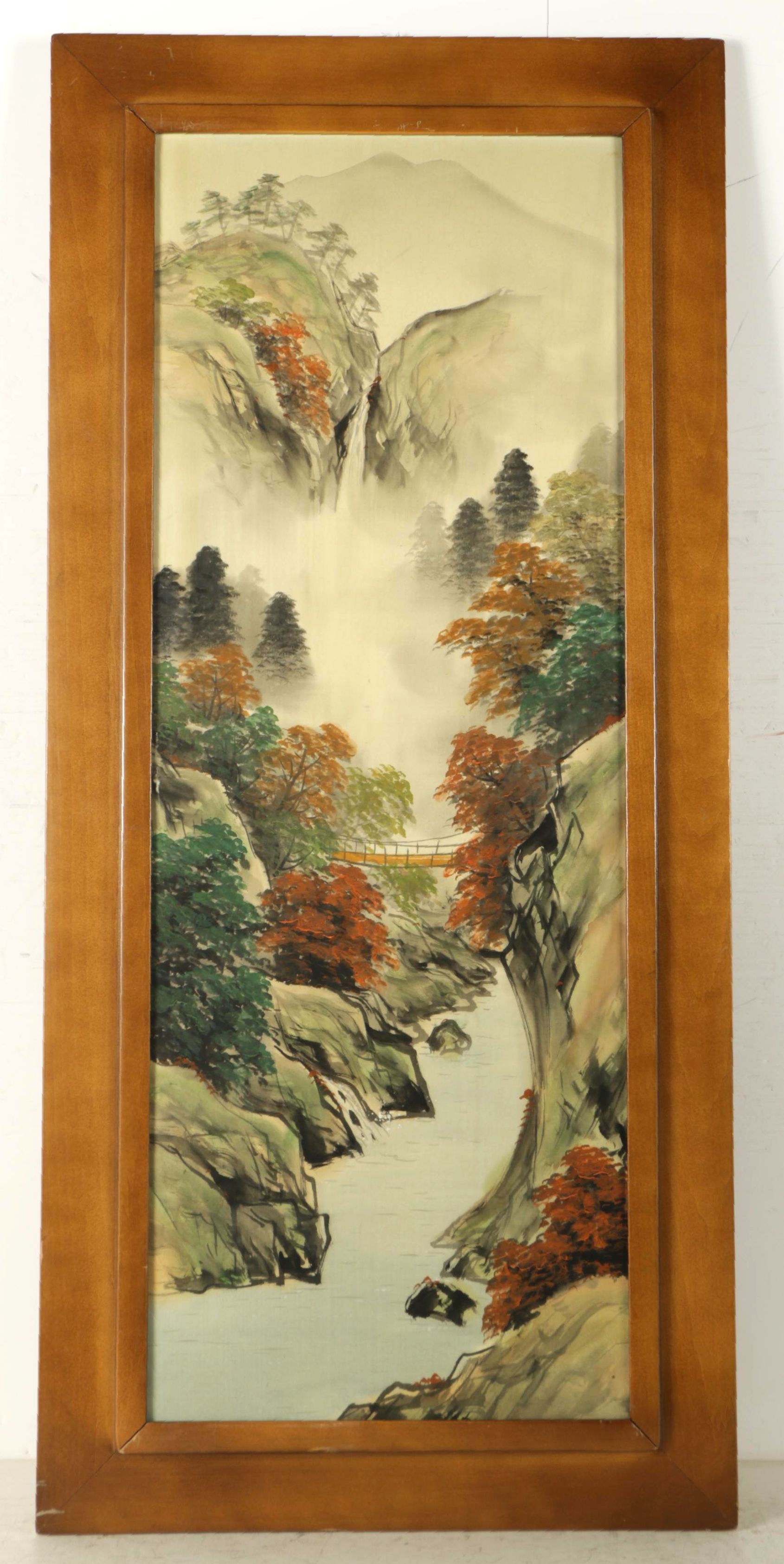 East Asian Gouache and Ink Paintings on Silk of Mountainous Landscape