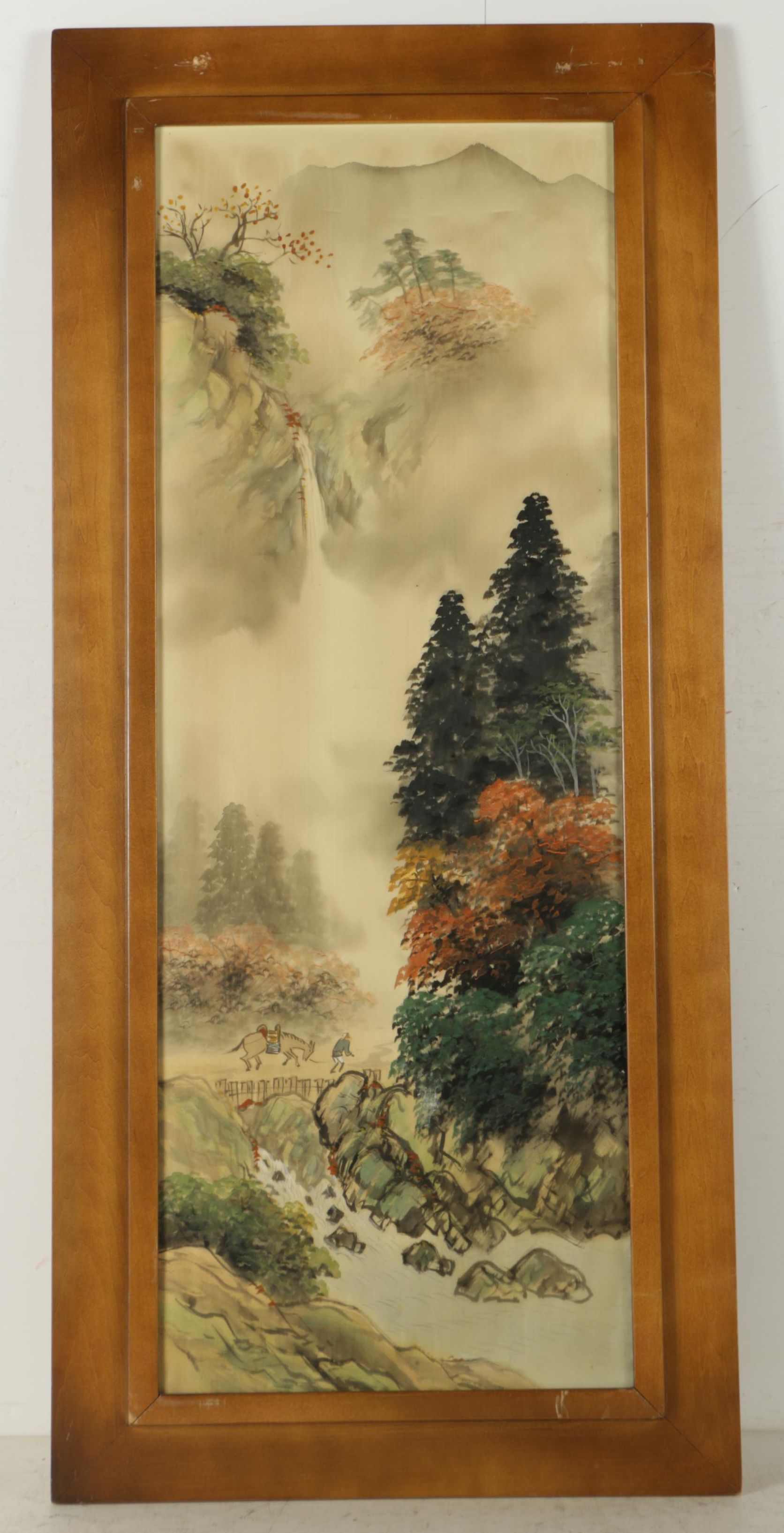 East Asian Gouache and Ink Paintings on Silk of Mountainous Landscape