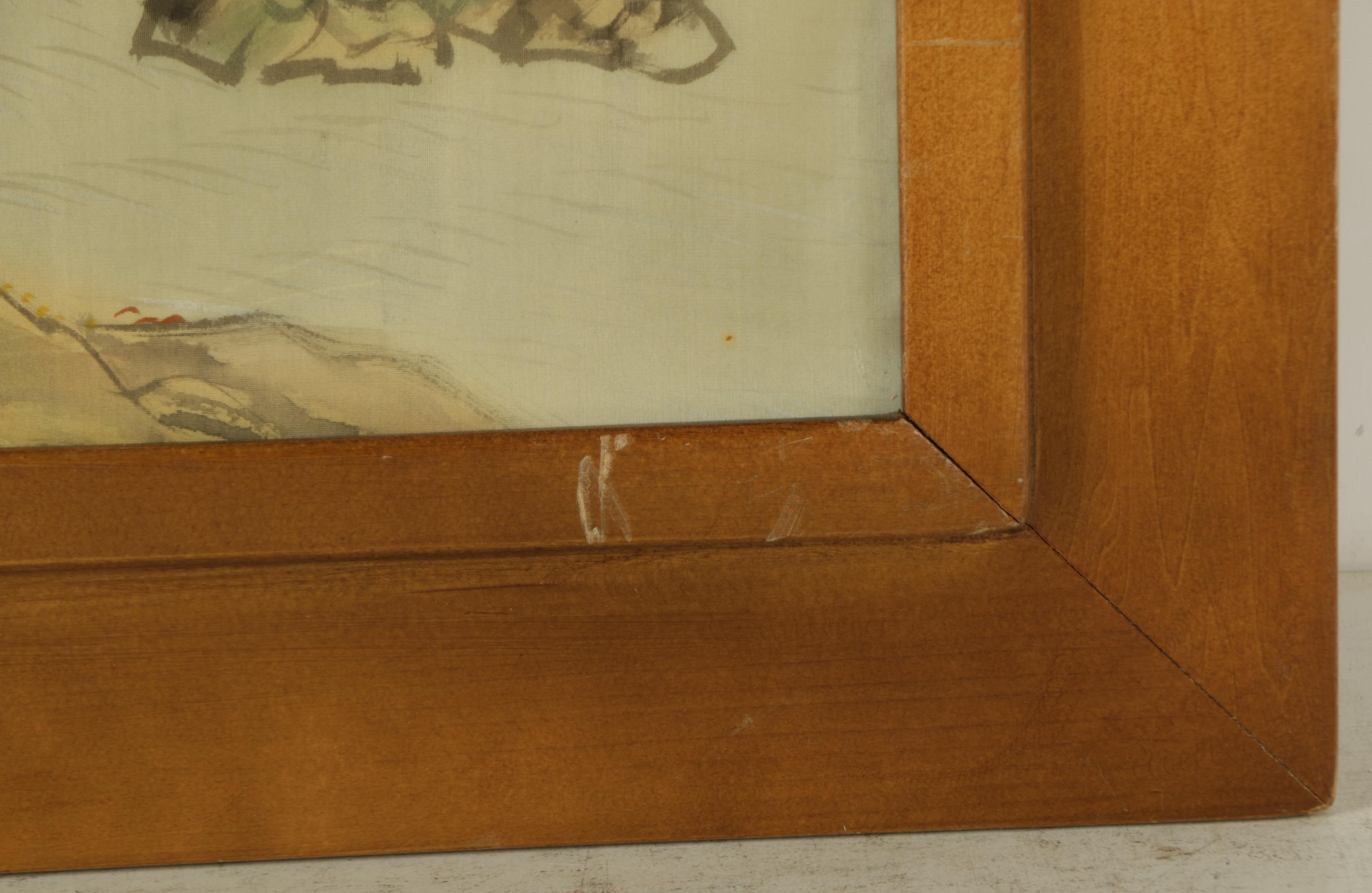 East Asian Gouache and Ink Paintings on Silk of Mountainous Landscape