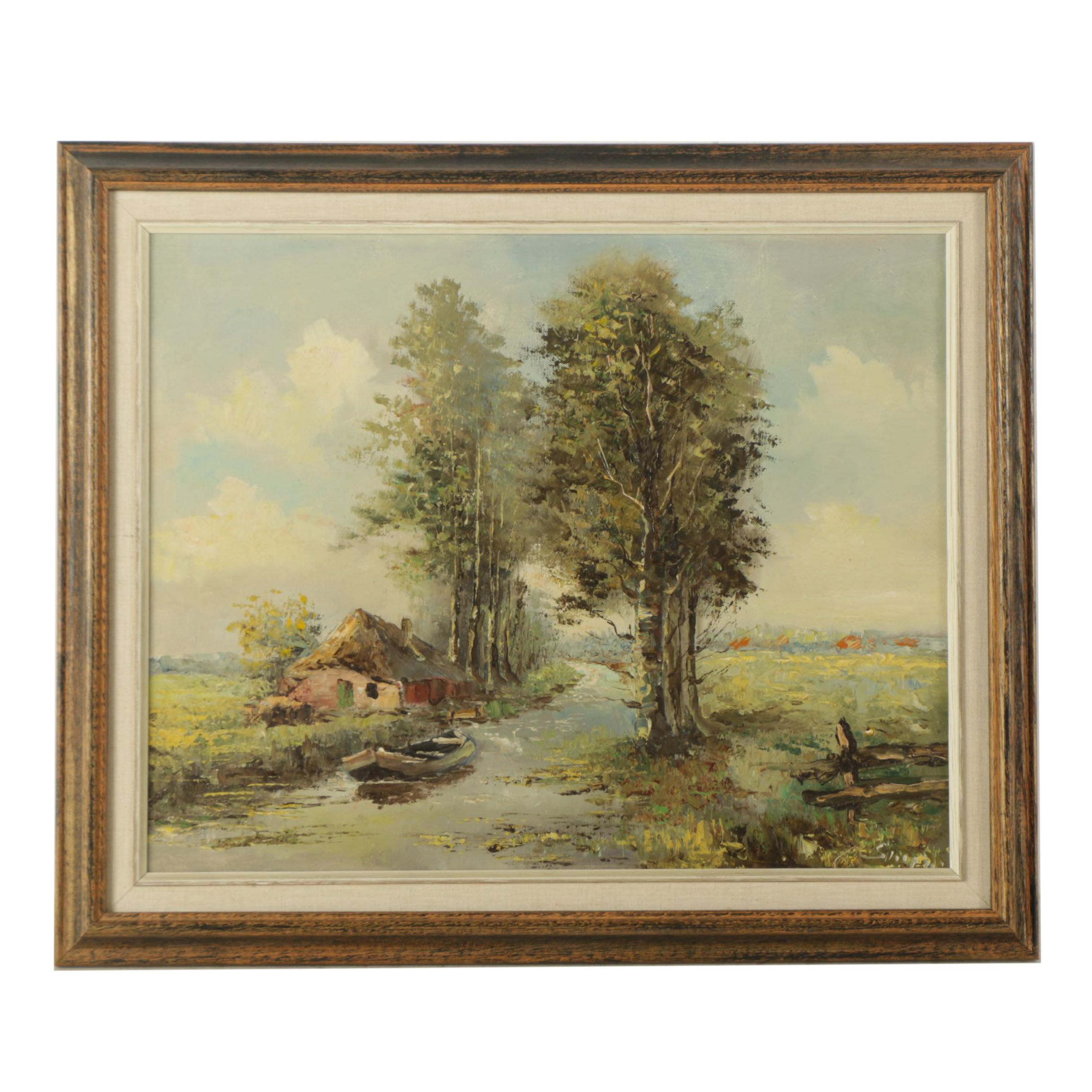 Oil Painting on Canvas of a Rural Landscape