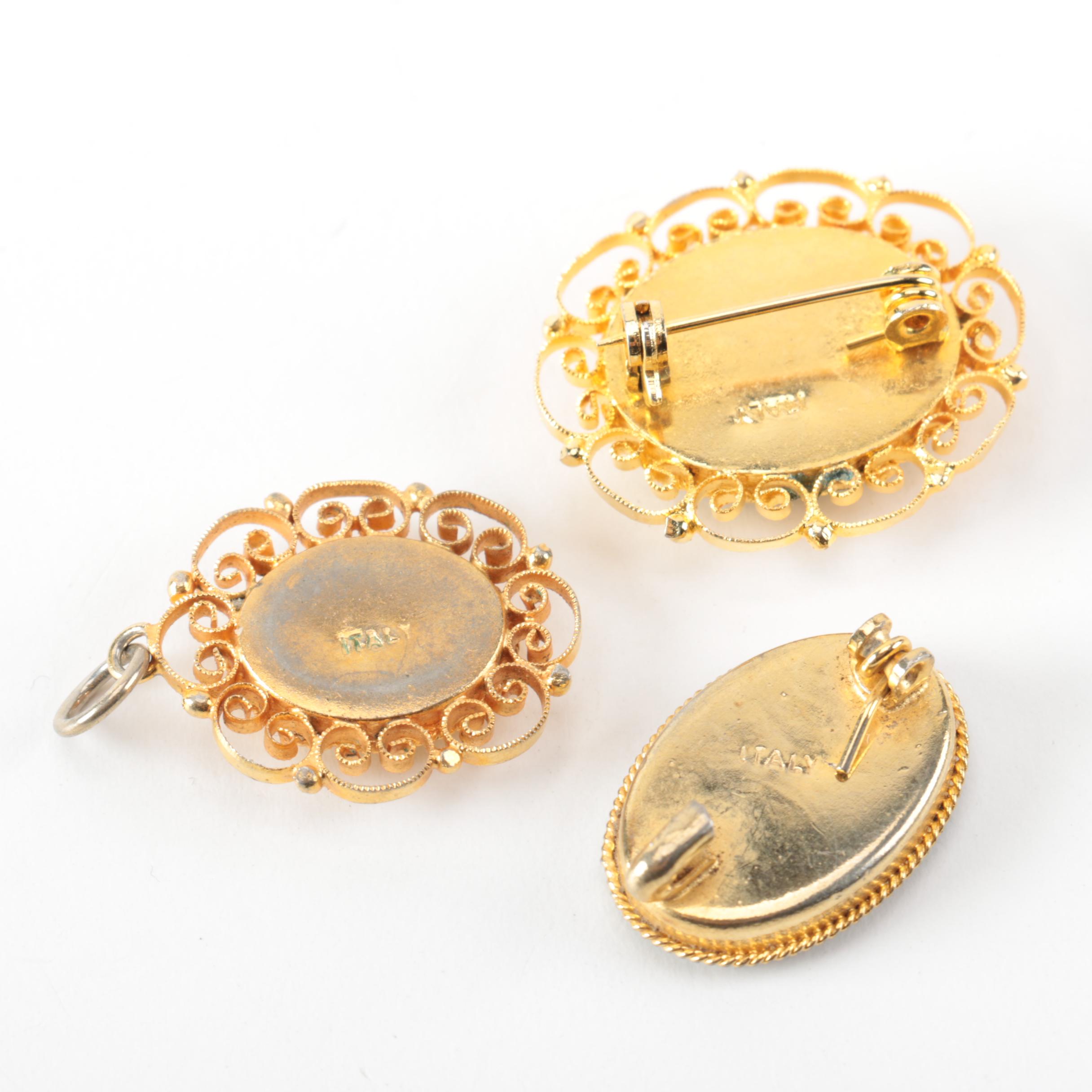 Grouping of Vintage Micro Mosaic Brooches and Pendant