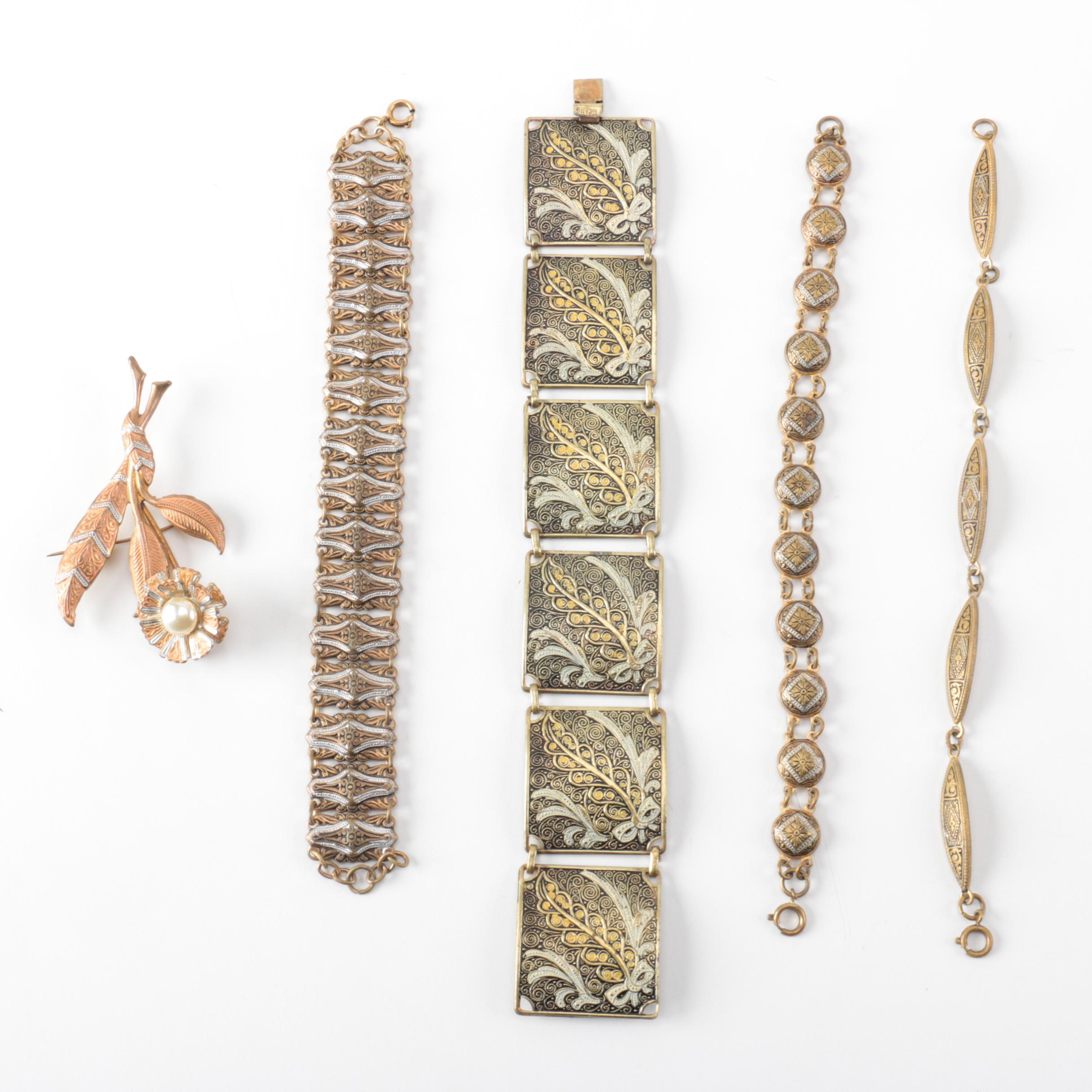 Assortment of Vintage Damascene Jewelry