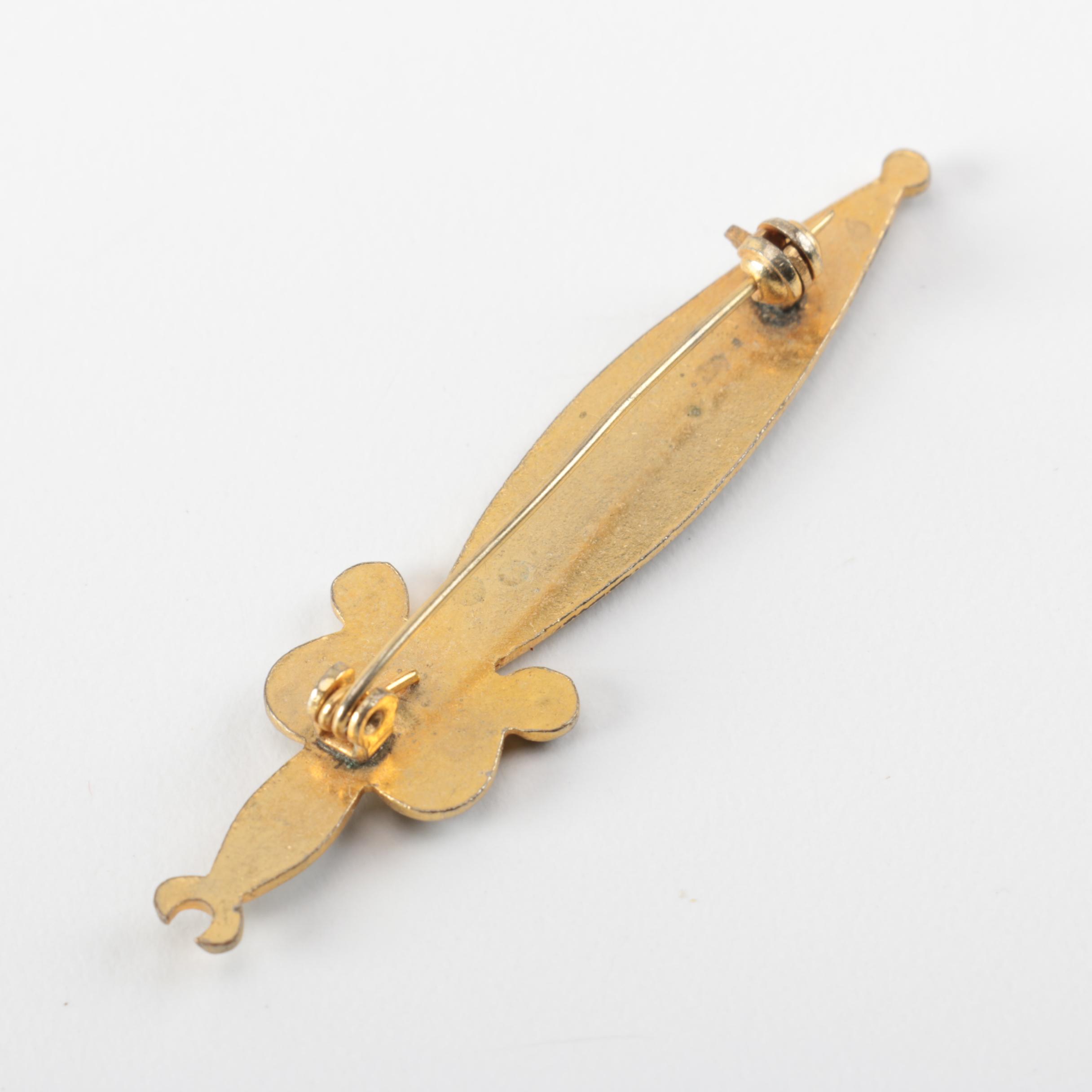 Grouping of Vintage Damascene Gold Tone Brooches and Trinket Box