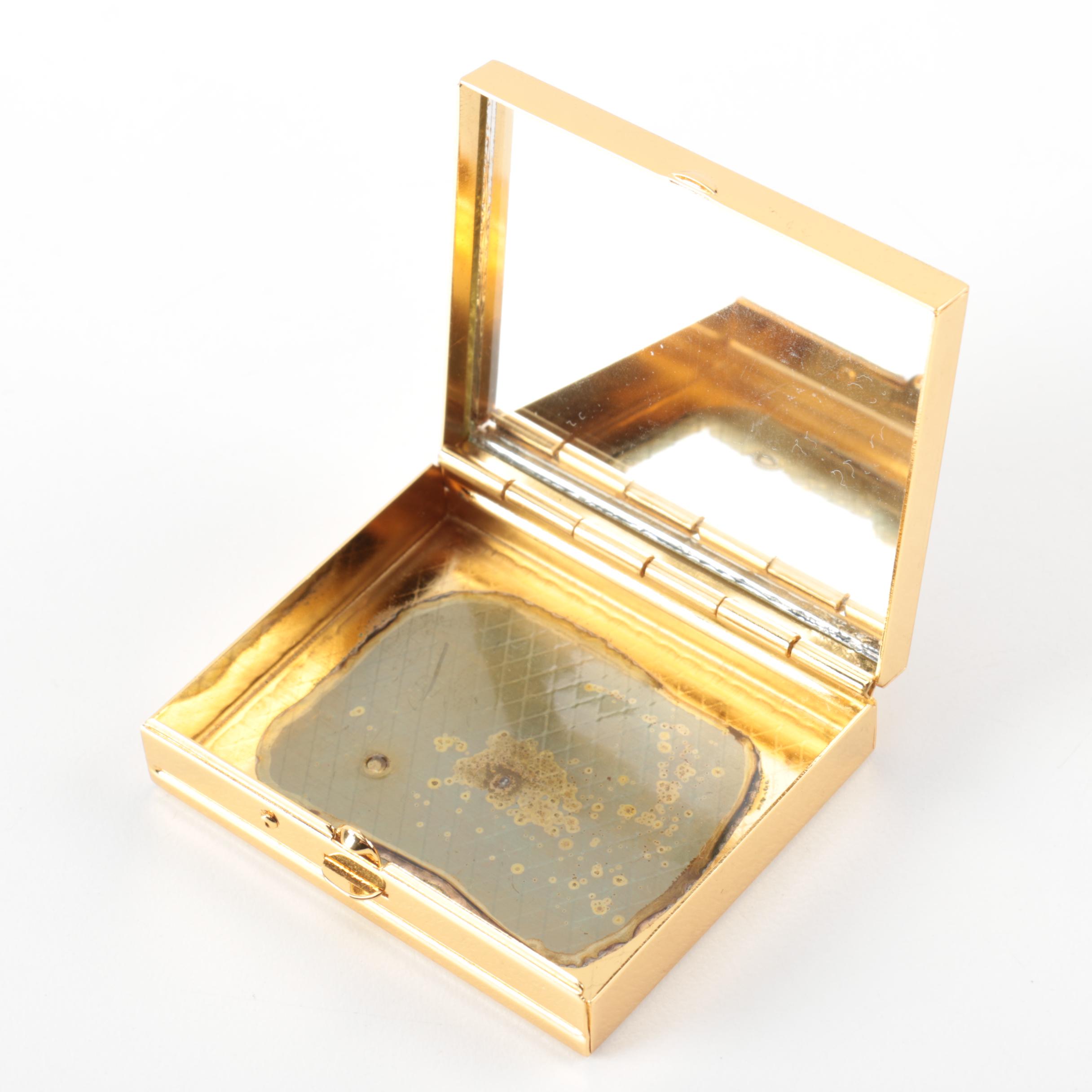 Grouping of Vintage Damascene Gold Tone Brooches and Trinket Box