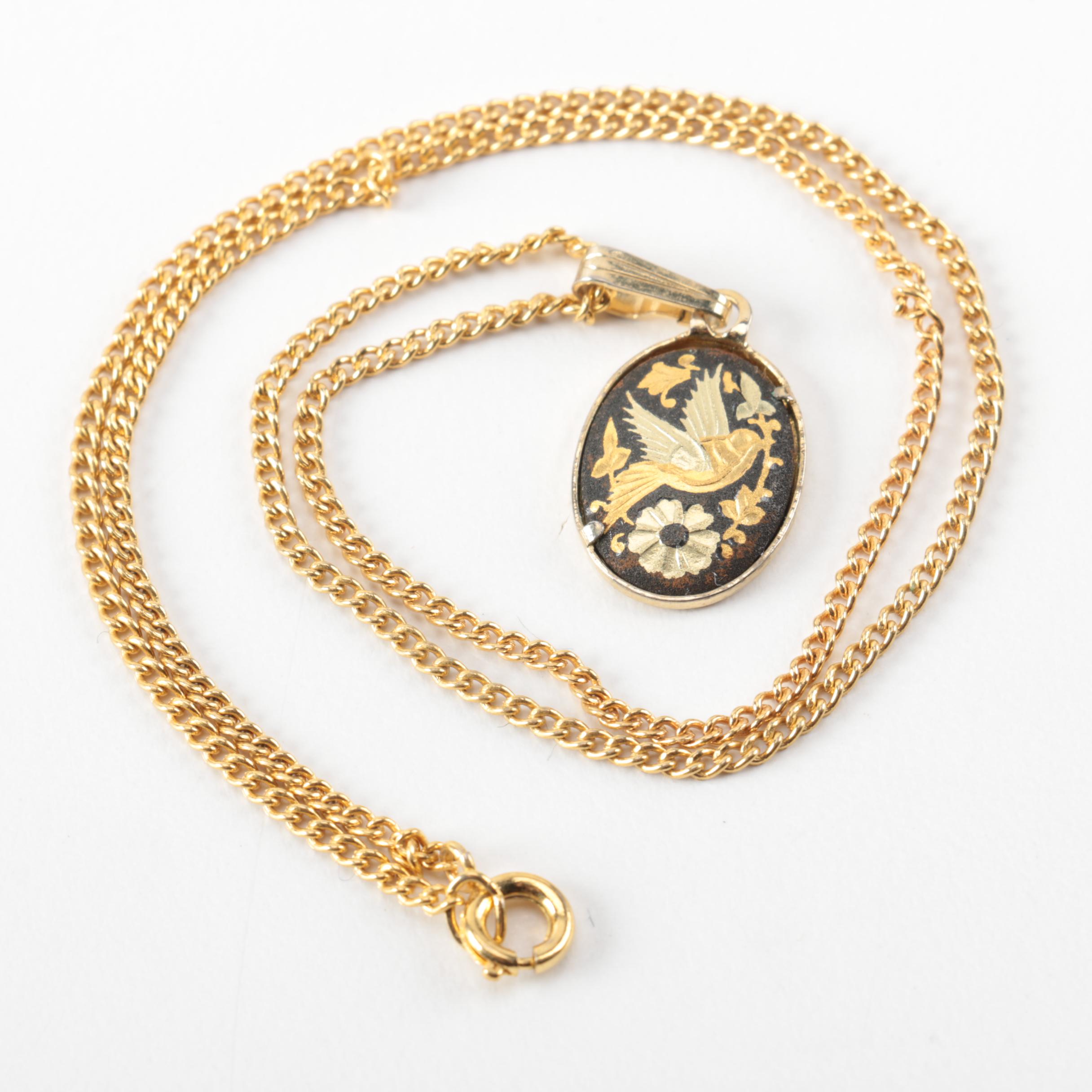 Gilded Damascene Style Costume Jewelry