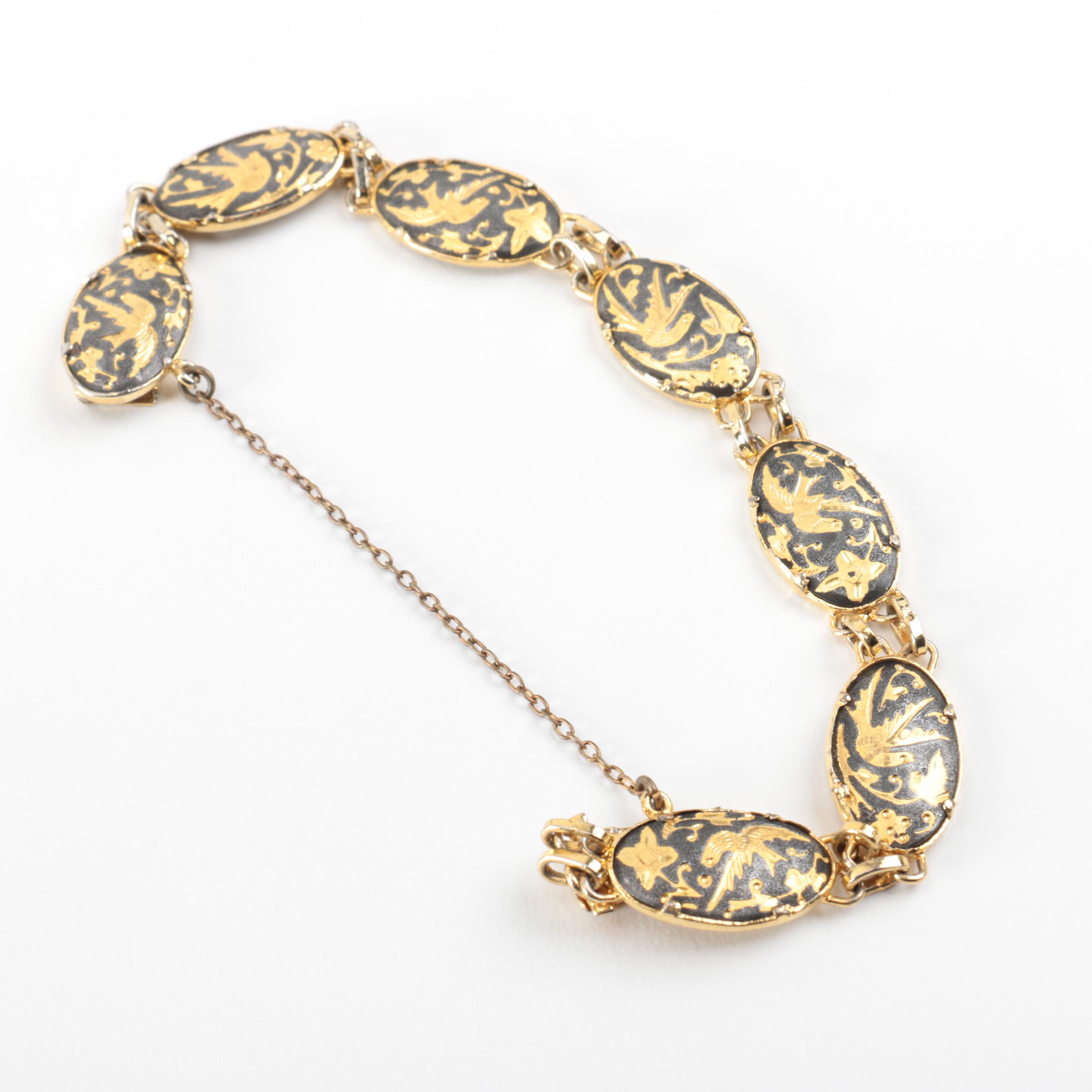 Grouping of Vintage Damascene Jewelry