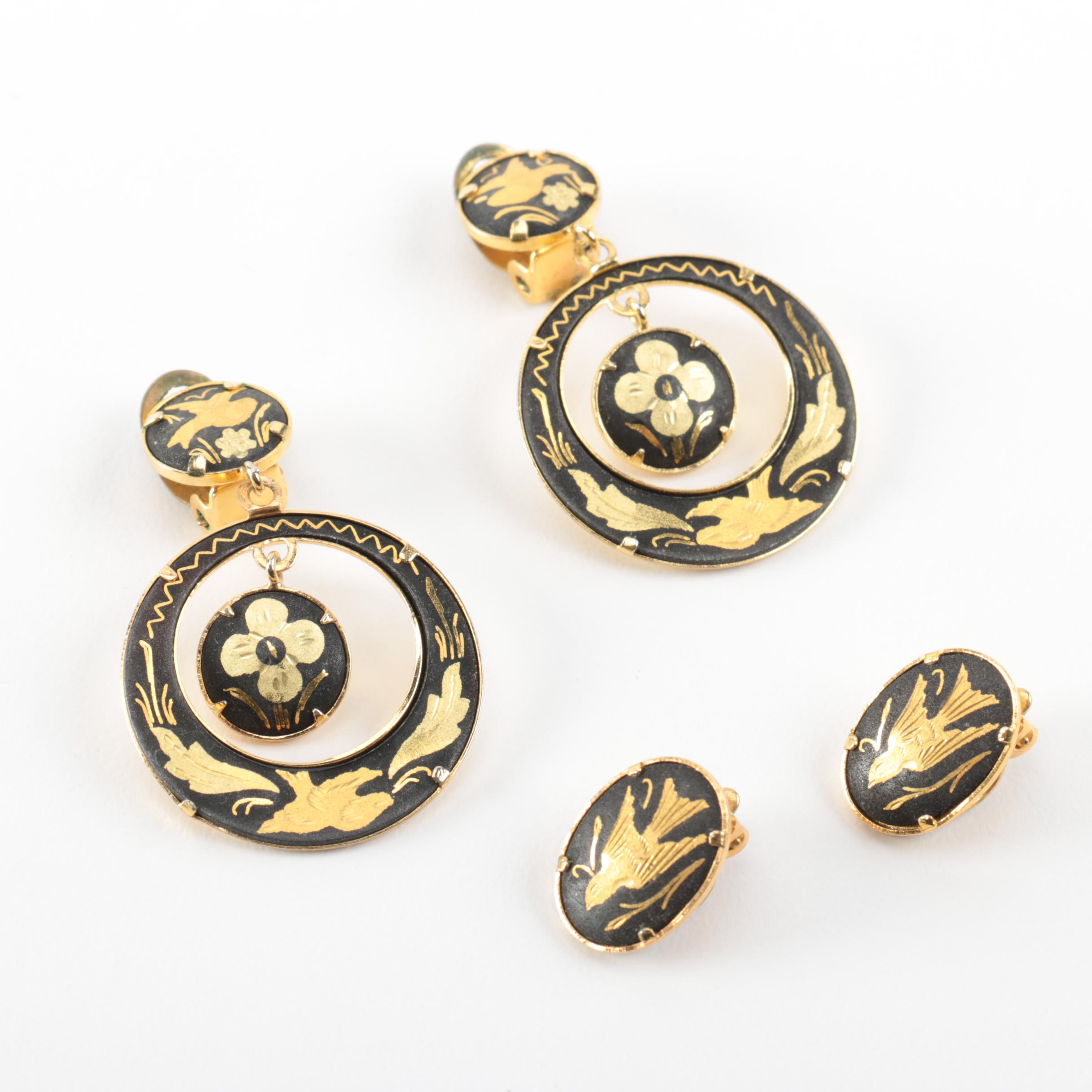 Collection of Vintage Damascene Jewelry