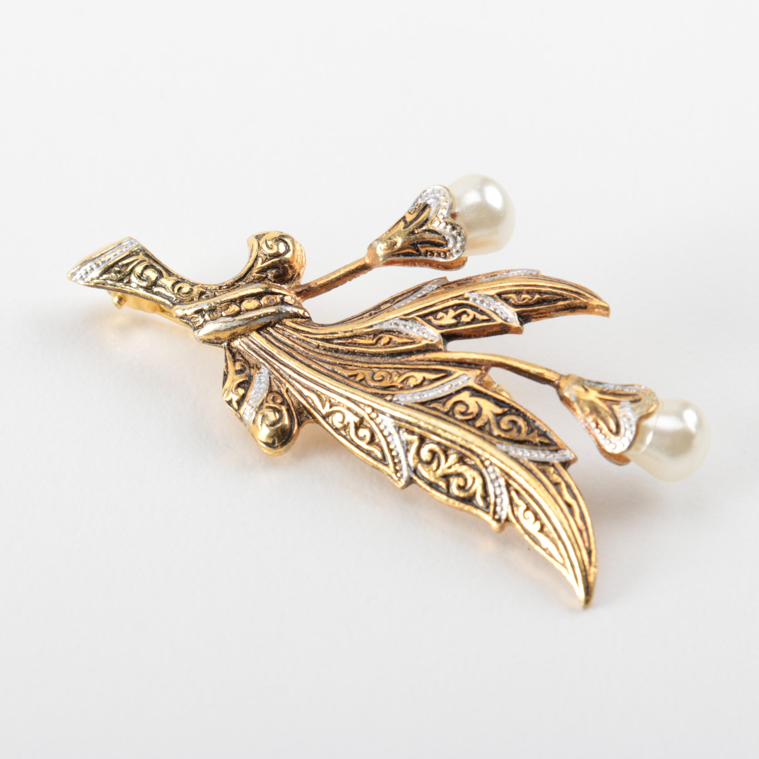 Collection of Floral Themed Vintage Costume Jewelry