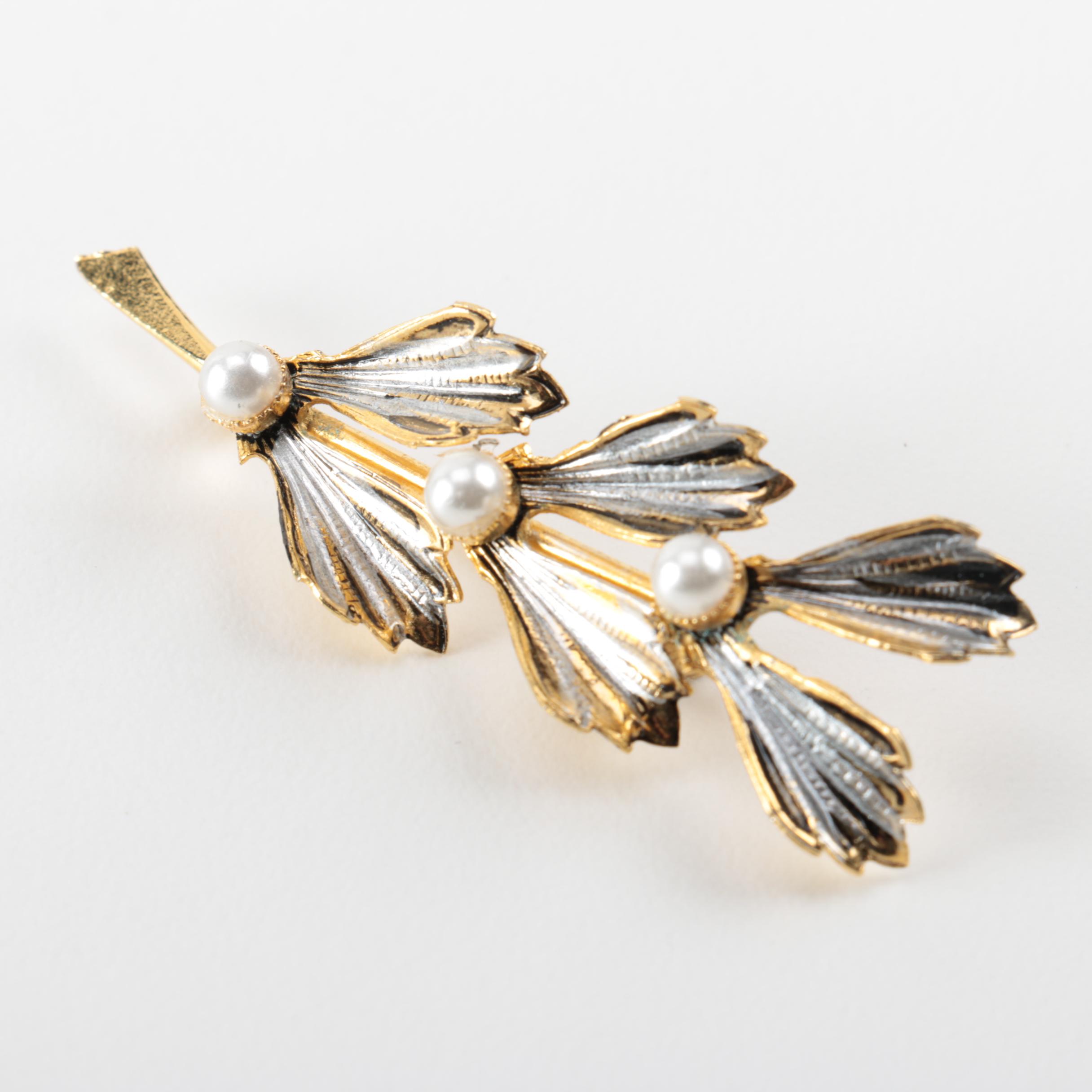 Collection of Floral Themed Vintage Costume Jewelry