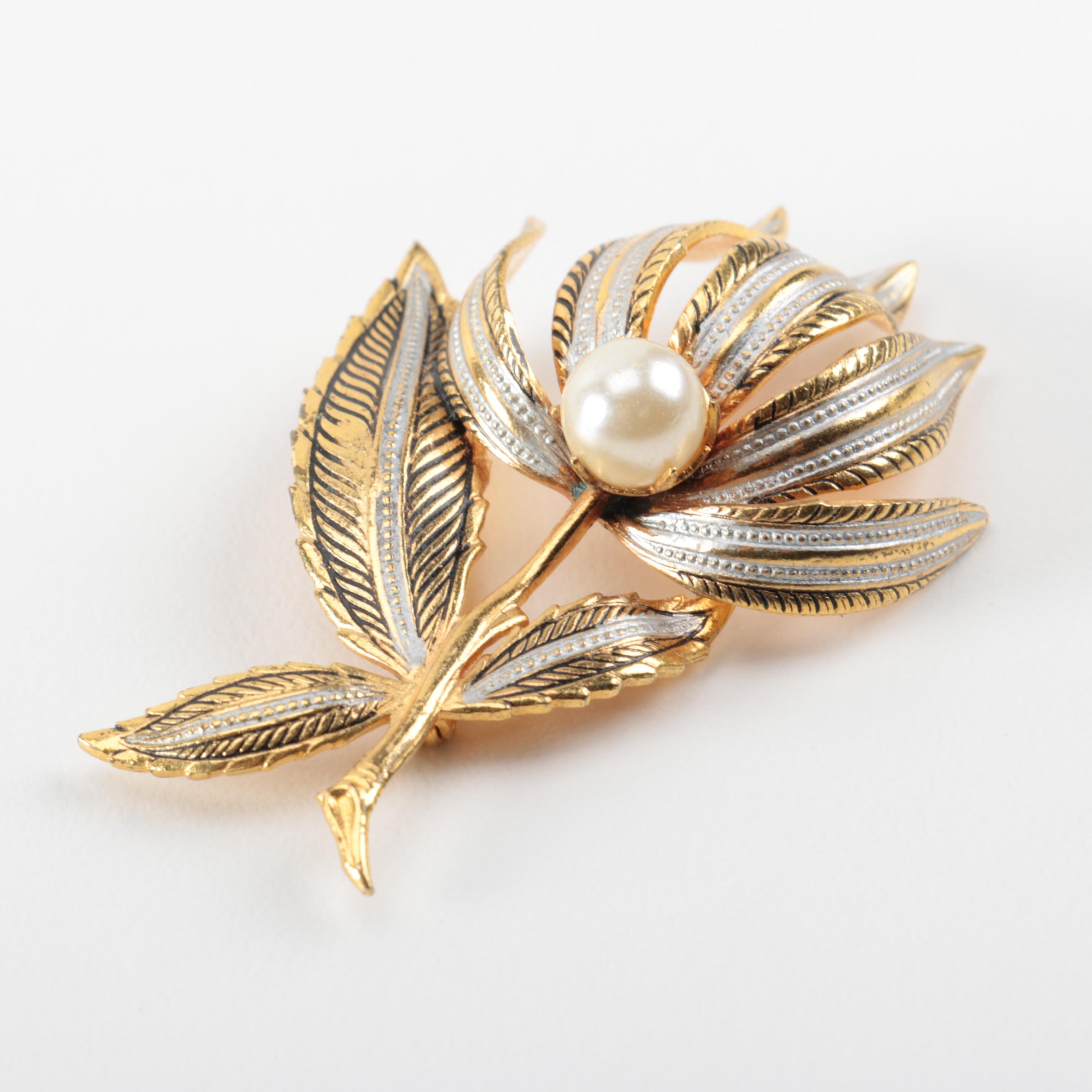 Collection of Floral Themed Vintage Costume Jewelry