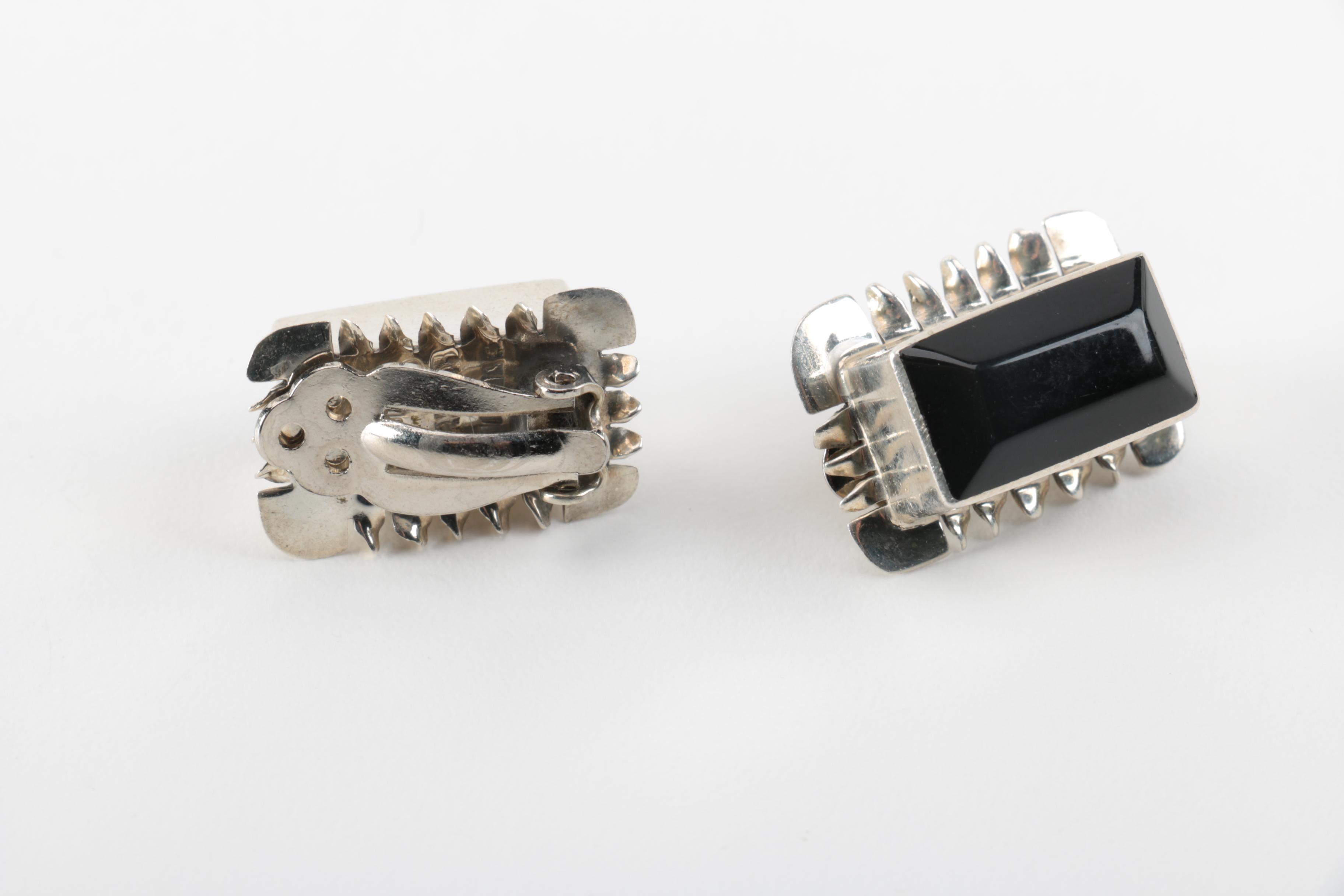 Sterling Silver Earrings Grouping Including Stone Accents