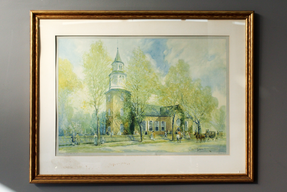 Offset Lithograph J. C. Clayhorn "Old Bruton Church"