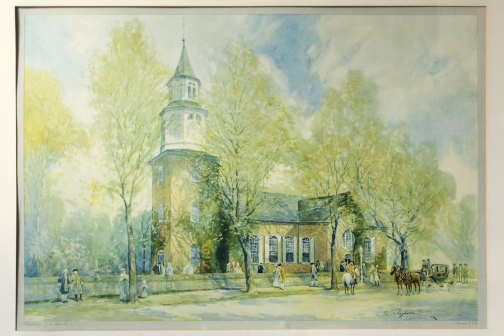 Offset Lithograph J. C. Clayhorn "Old Bruton Church"