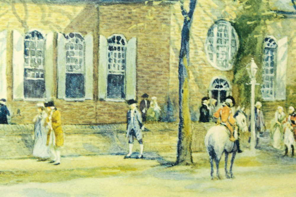 Offset Lithograph J. C. Clayhorn "Old Bruton Church"