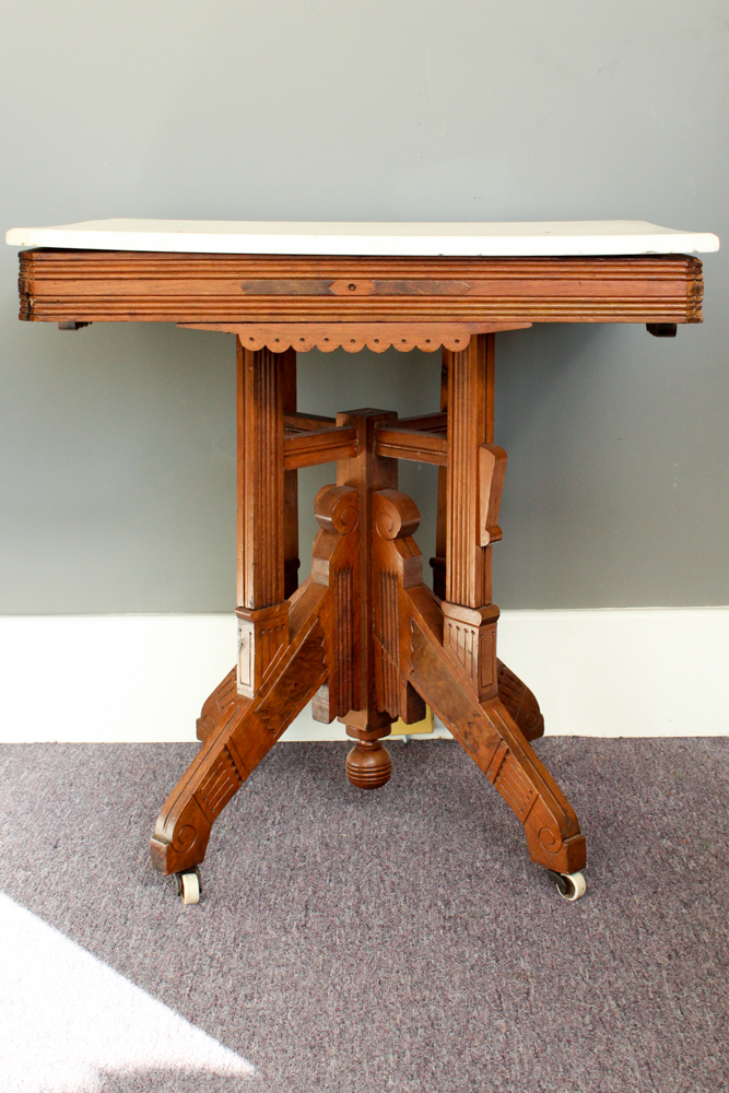 Eastlake Marble Top Parlor Table