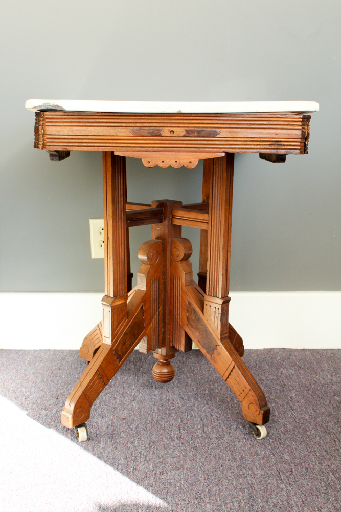 Eastlake Marble Top Parlor Table