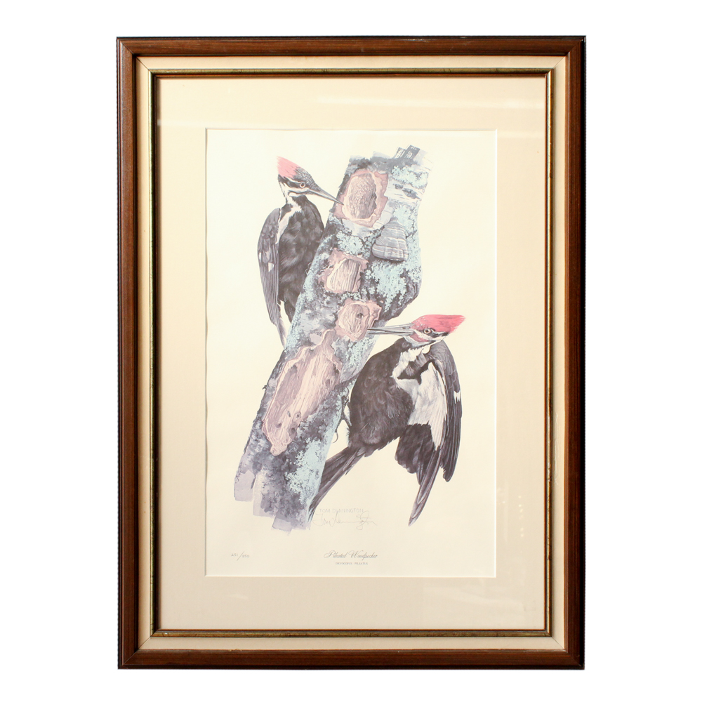 Tom Dunnington Signed Limited Edition Offset Lithograph "Pileated Woodpecker"