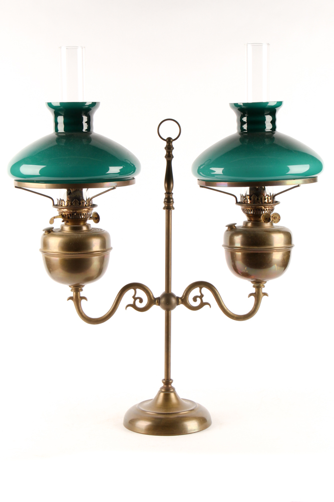 Antique "Duplex" Double Student Oil Lamp from England