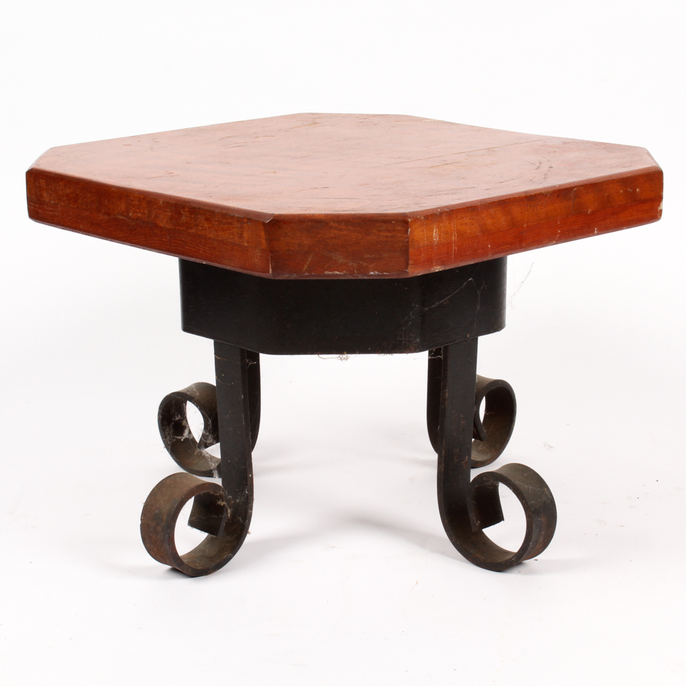 Handmade Cherry and Wrought Iron Replica Milk Stool