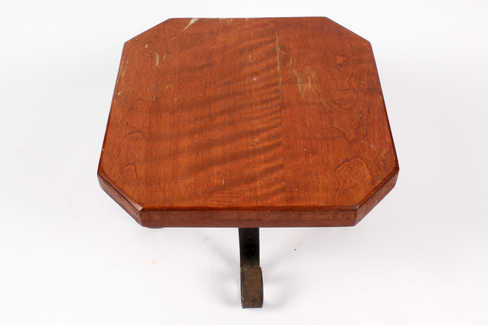 Handmade Cherry and Wrought Iron Replica Milk Stool