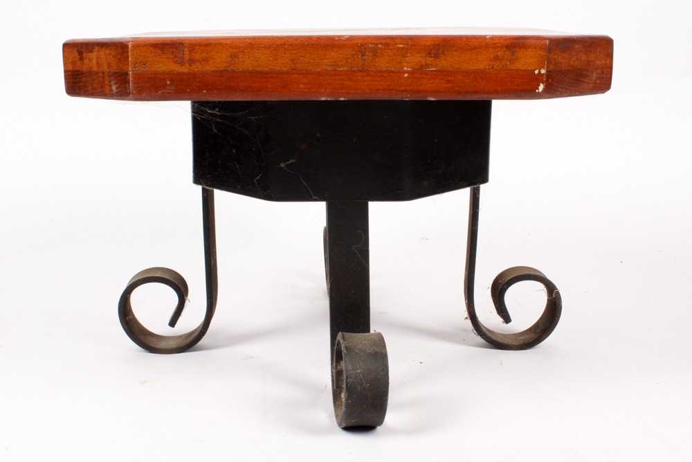 Handmade Cherry and Wrought Iron Replica Milk Stool