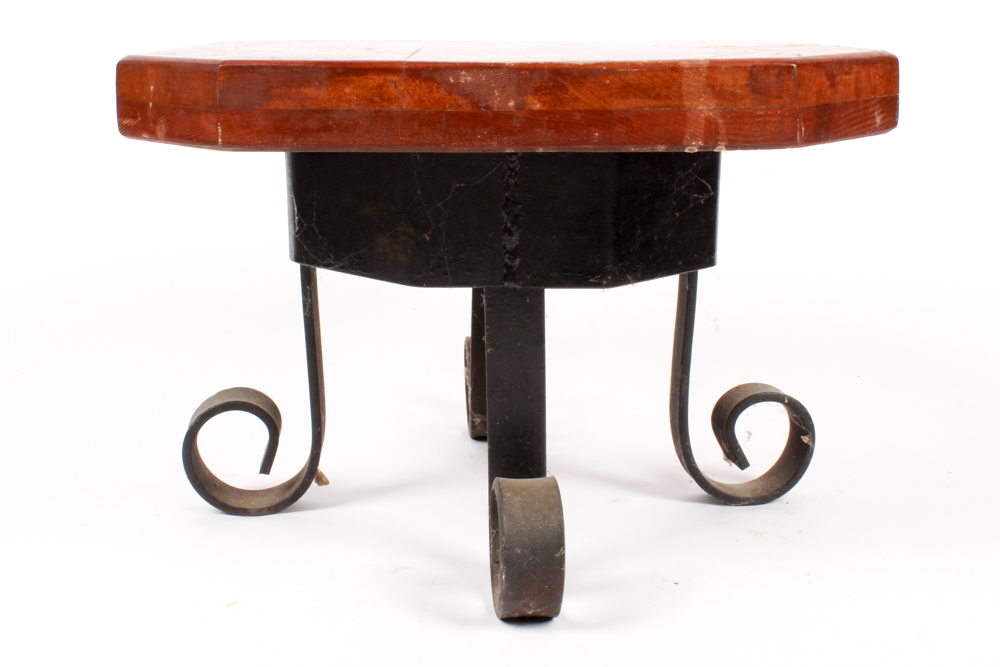 Handmade Cherry and Wrought Iron Replica Milk Stool