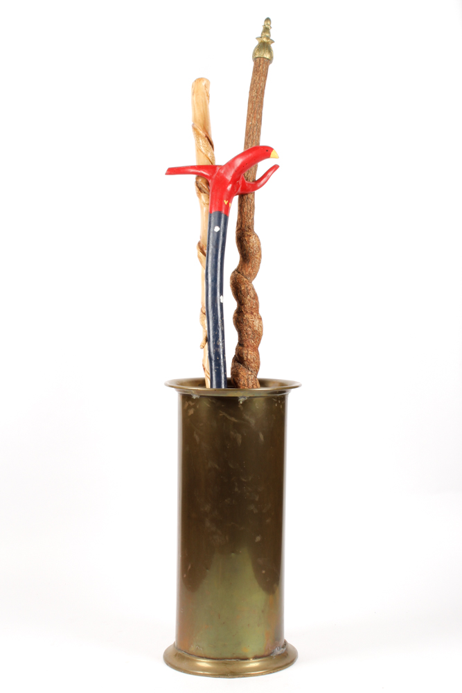 Kentucky Folk Art Walking Canes in Brass Stand