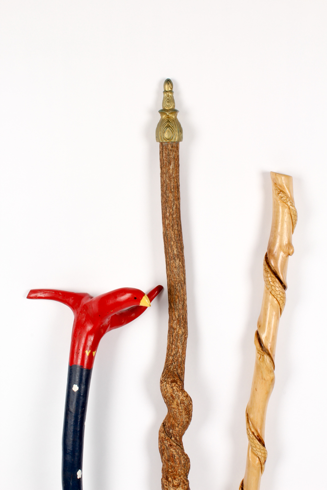 Kentucky Folk Art Walking Canes in Brass Stand