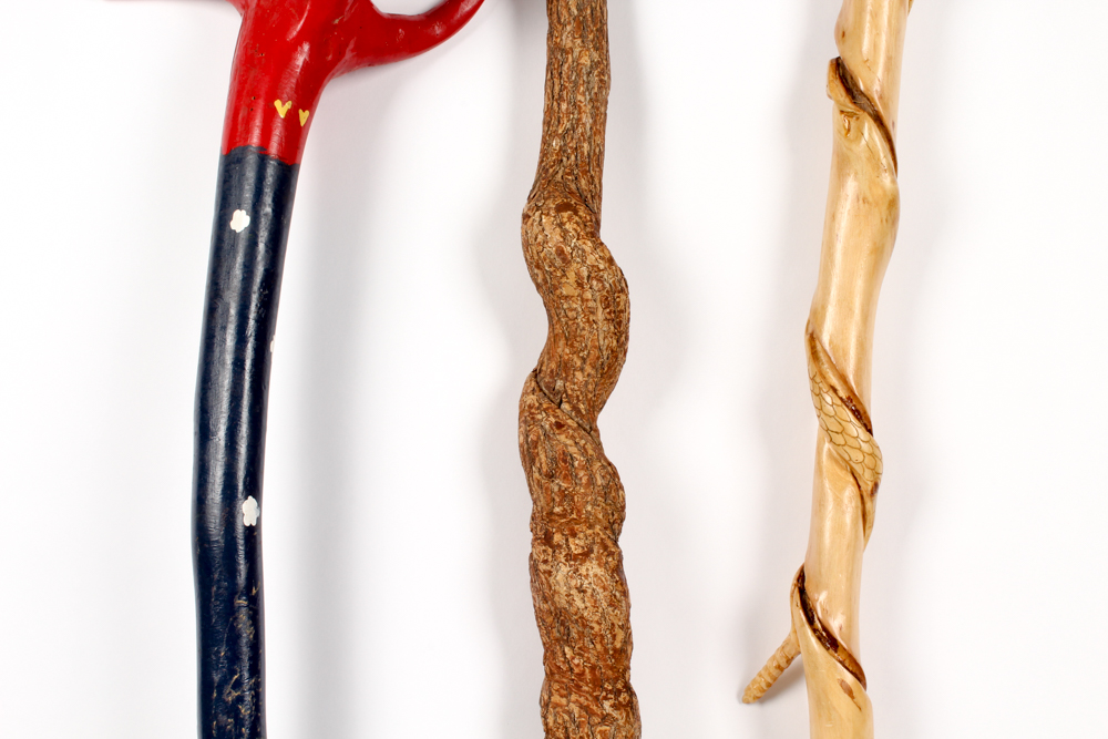 Kentucky Folk Art Walking Canes in Brass Stand