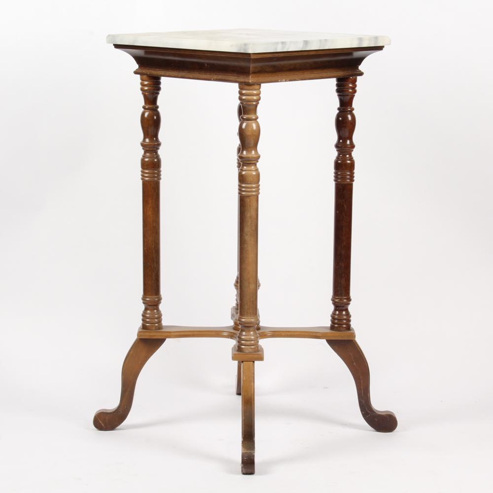 Federal Style Walnut and Marble Top Accent Table