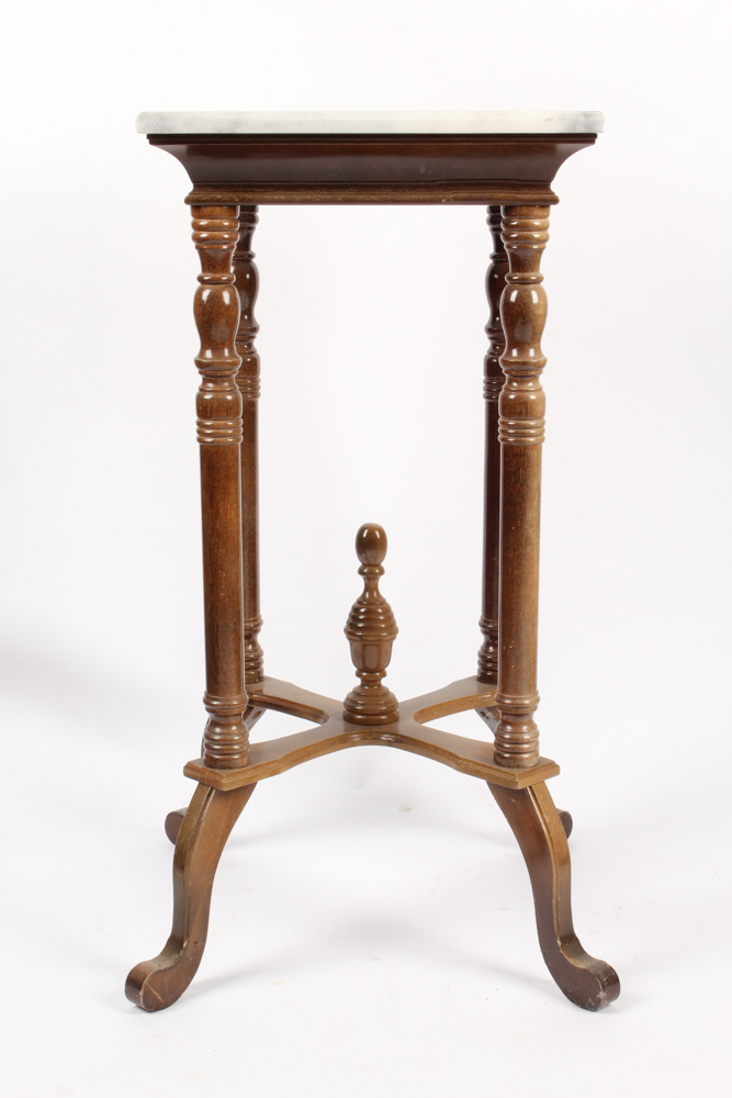 Federal Style Walnut and Marble Top Accent Table