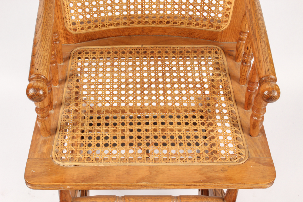 Antique Victorian Oak and Cane High Chair