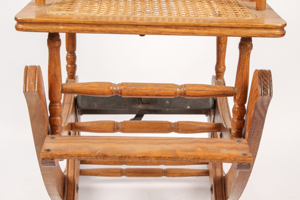 Antique Victorian Oak and Cane High Chair