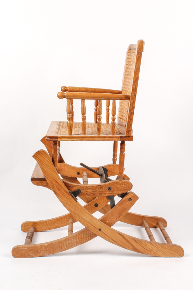 Antique Victorian Oak and Cane High Chair